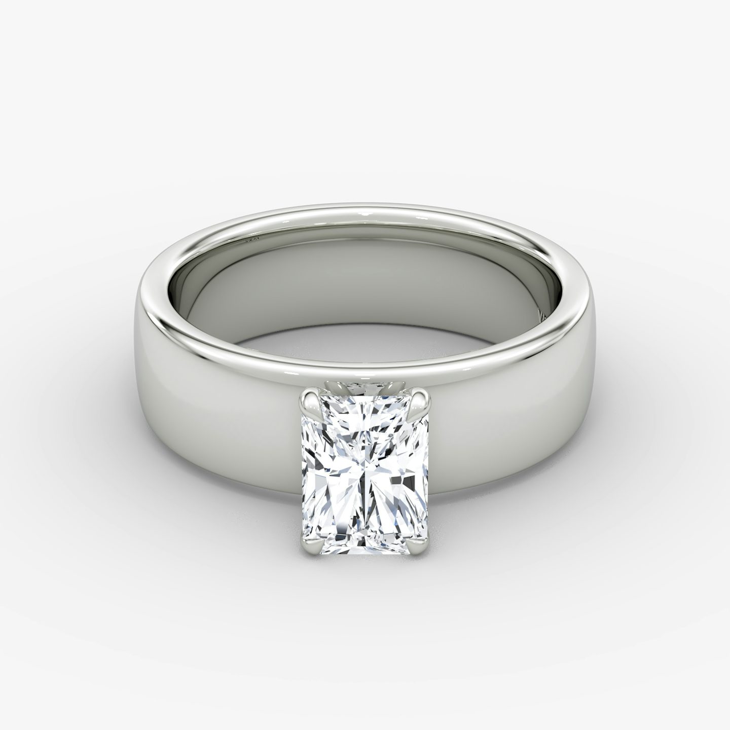 Cigar Band Solitaire | Radiant | 18k | White Gold | bandWidth: 6mm | diamondOrientation: vertical | caratWeight: other