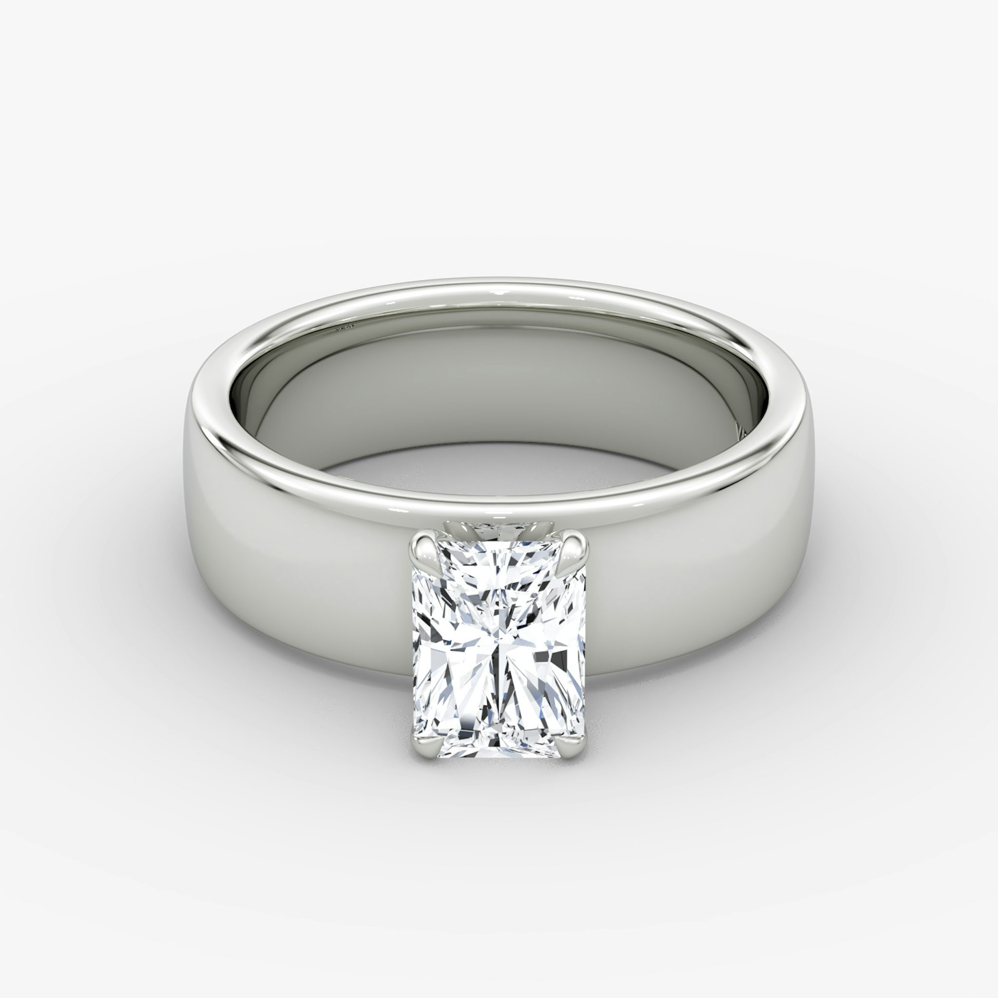 Cigar Band Solitaire | Radiant | Platinum | bandWidth: 6mm | diamondOrientation: vertical | caratWeight: other