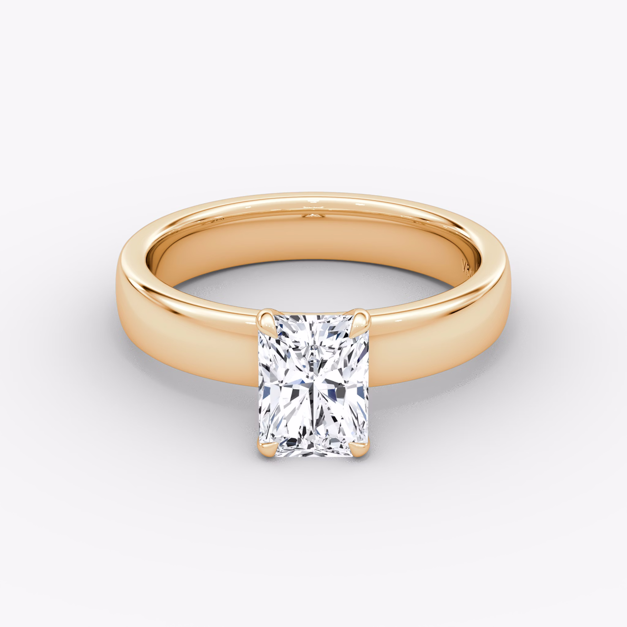 Cigar Band Solitaire | Radiant | 14k | Rose Gold | bandWidth: 4mm | diamondOrientation: vertical | caratWeight: other