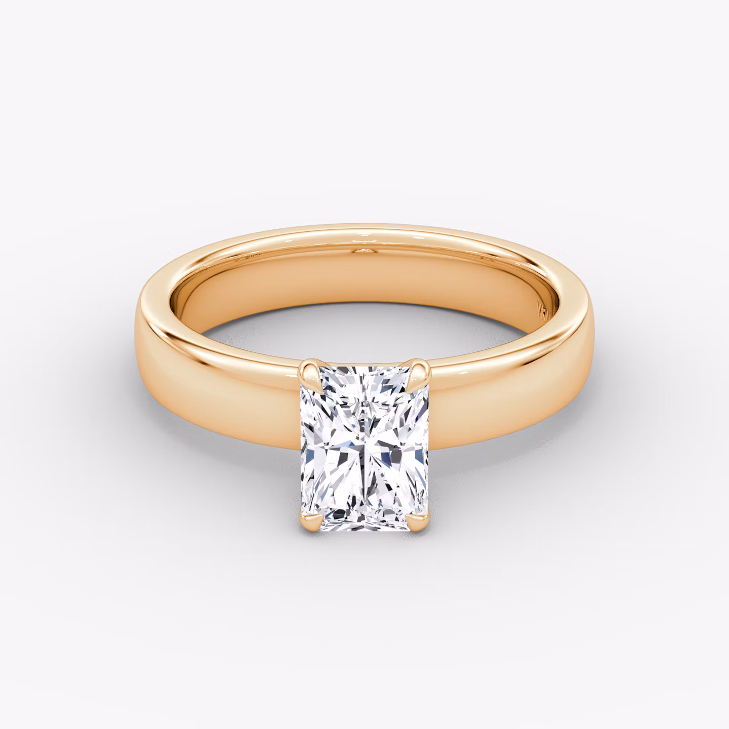 Cigar Band Solitaire | Radiant | 14k | Rose Gold | bandWidth: 4mm | diamondOrientation: vertical | caratWeight: other