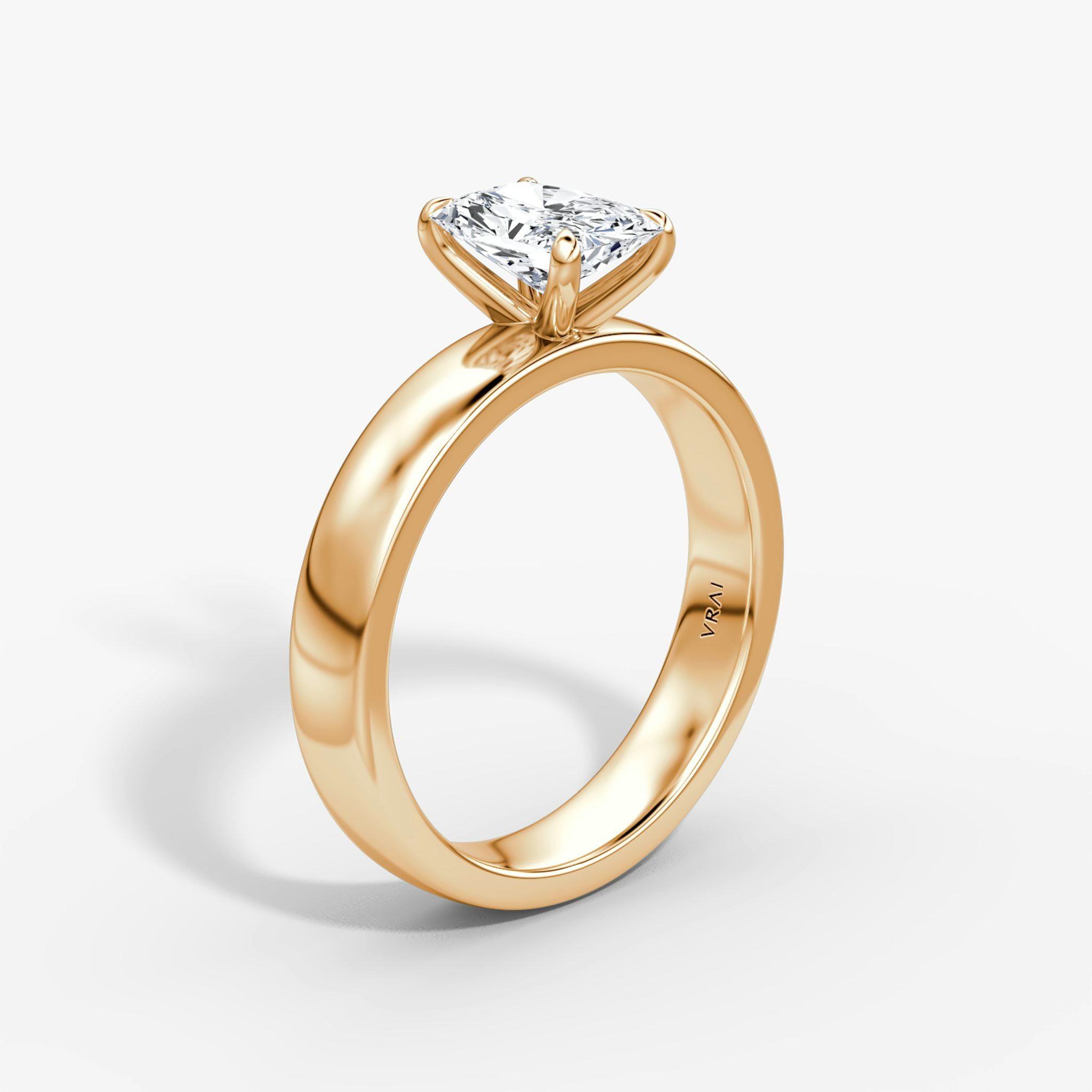 Cigar Band Solitaire | Radiant | 14k | Rose Gold | bandWidth: 4mm | diamondOrientation: vertical | caratWeight: other