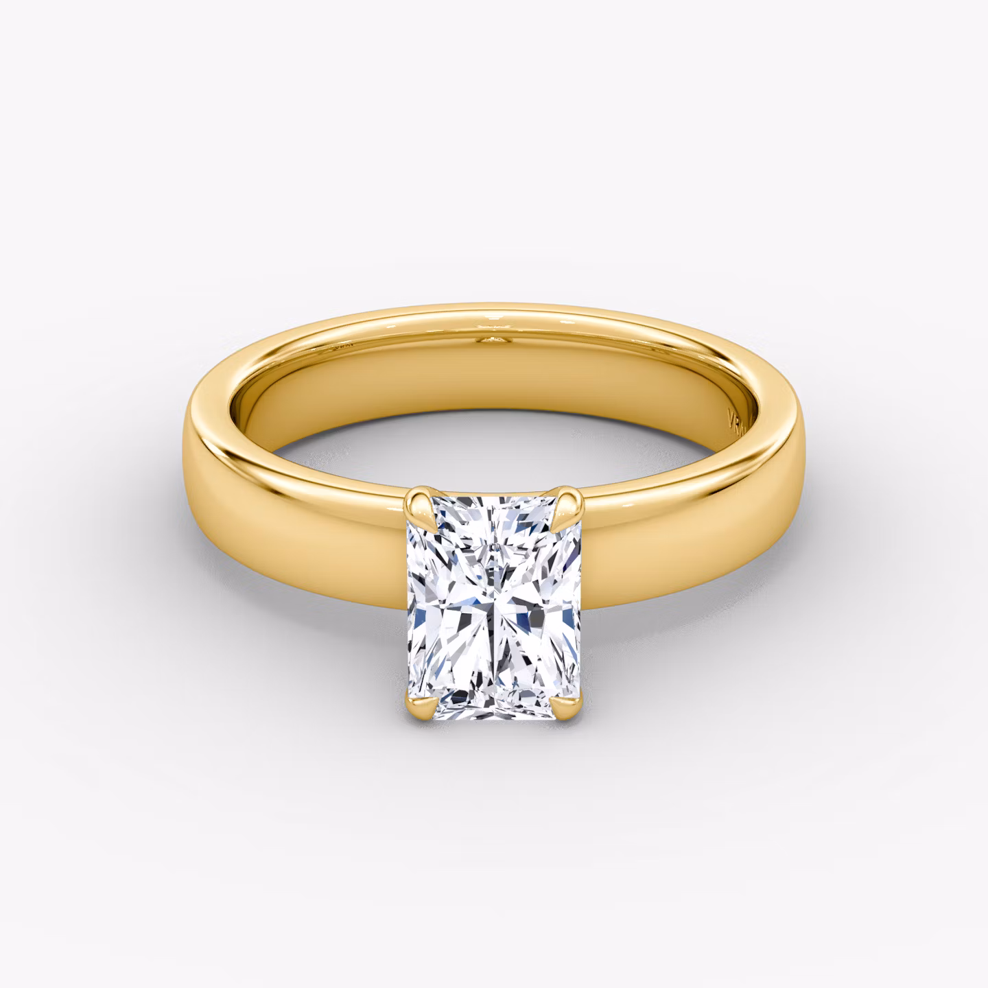 Cigar Band Solitaire Radiant | Yellow Gold