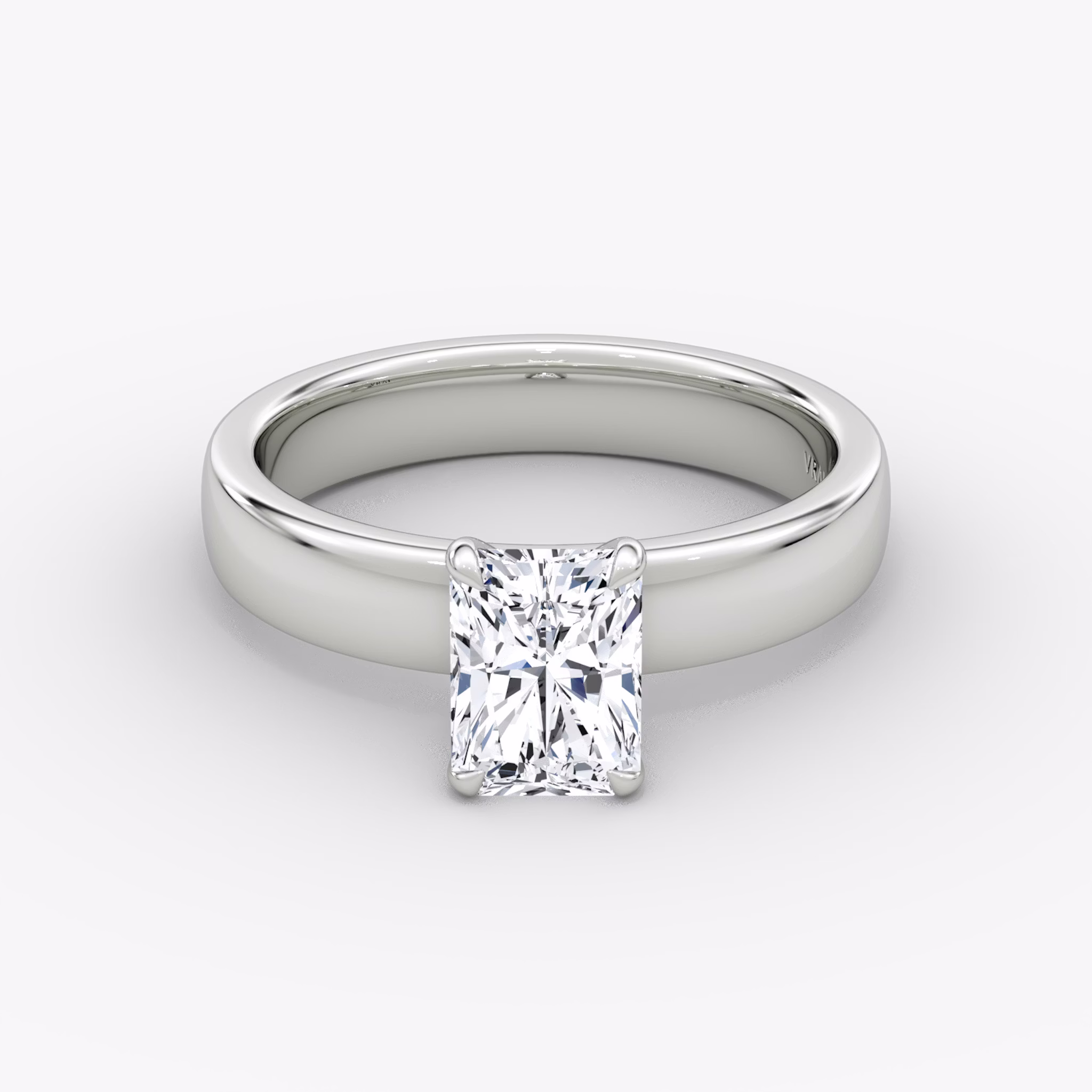 Cigar Band Solitaire | Radiant | 18k | White Gold | bandWidth: 4mm | diamondOrientation: vertical | caratWeight: other