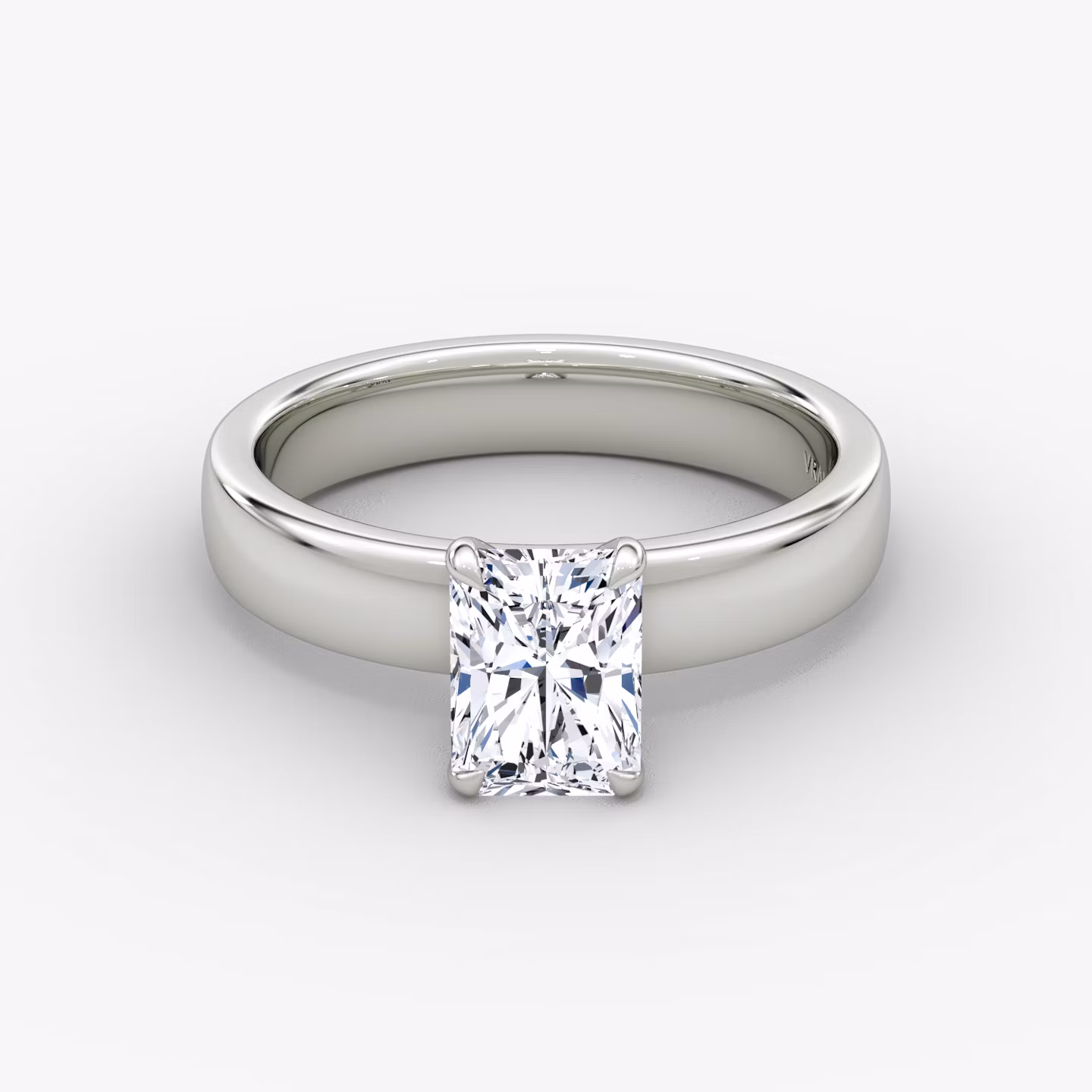 Cigar Band Solitaire Radiant | White Gold