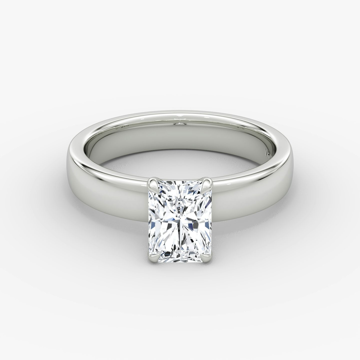 Cigar Band Solitaire | Radiant | 18k | White Gold | bandWidth: 4mm | diamondOrientation: vertical | caratWeight: other