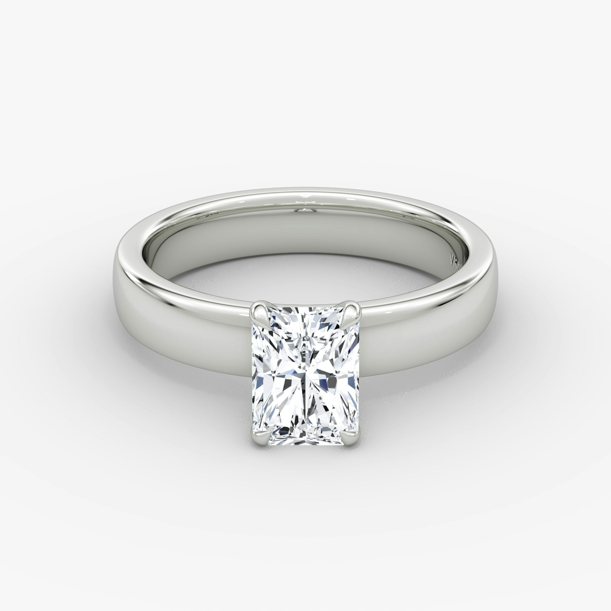 Cigar Band Solitaire | Radiant | 18k | White Gold | bandWidth: 4mm | diamondOrientation: vertical | caratWeight: other