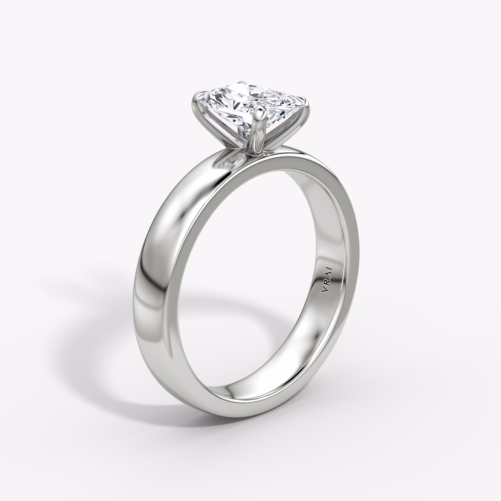 Cigar Band Solitaire | Radiant | 18k | White Gold | bandWidth: 4mm | diamondOrientation: vertical | caratWeight: other