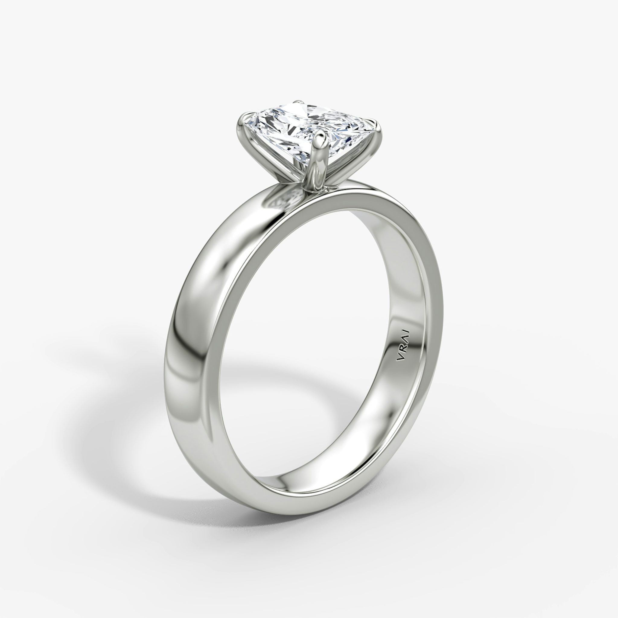 Cigar Band Solitaire | Radiant | 18k | White Gold | bandWidth: 4mm | diamondOrientation: vertical | caratWeight: other