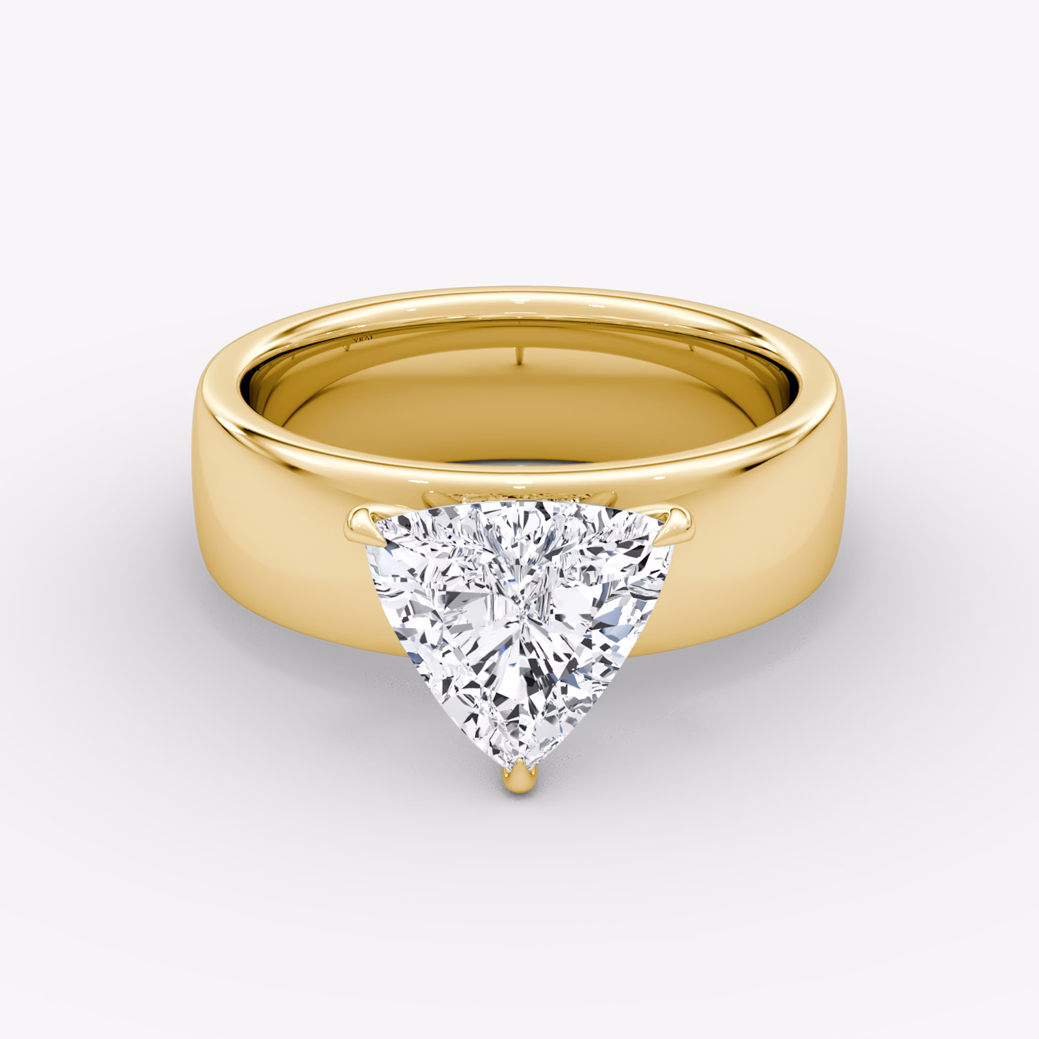 Cigar Band Solitaire | Trillion | 18k | Yellow Gold | bandWidth: 6mm | diamondOrientation: vertical | caratWeight: other