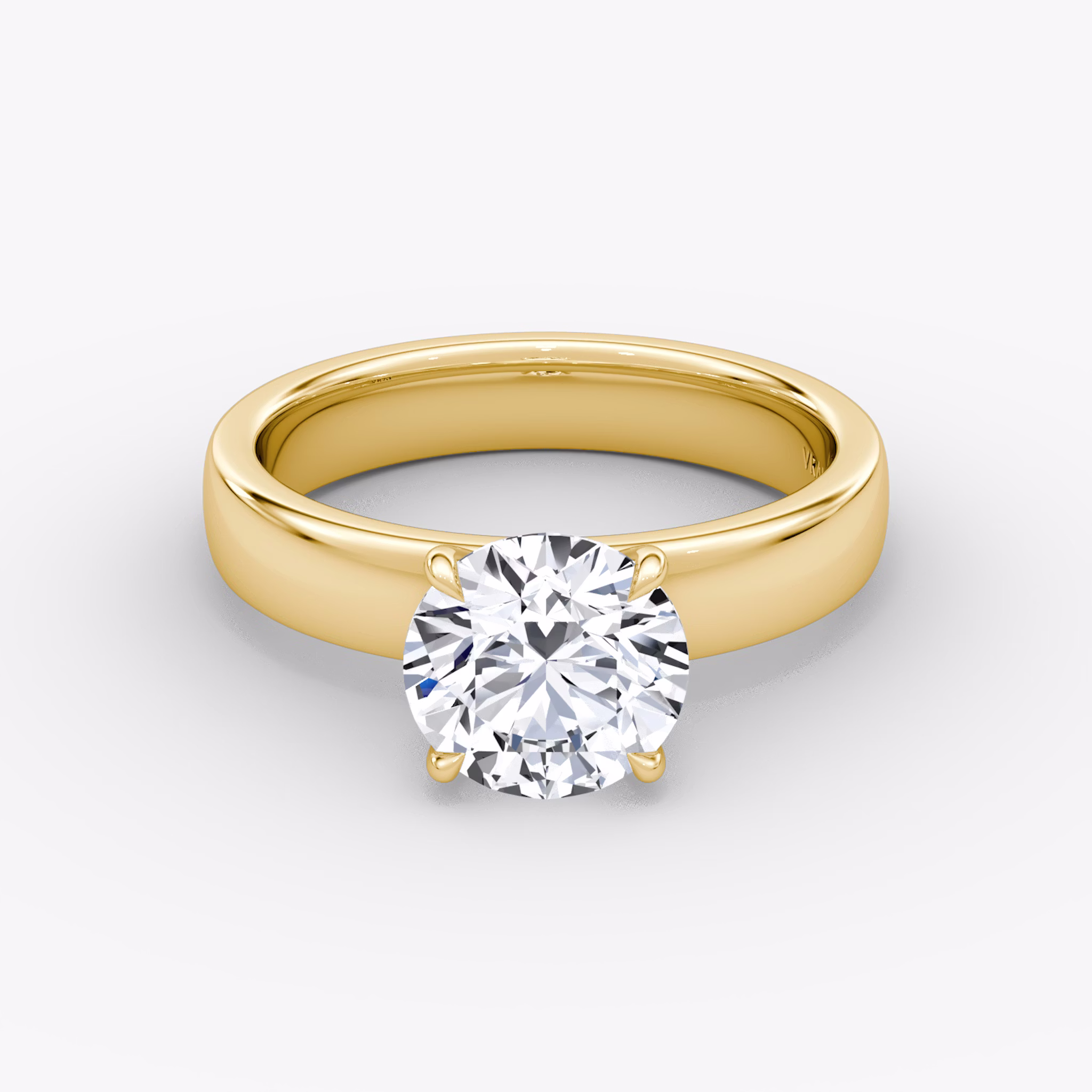 Cigar Band Solitaire | Round Brilliant | 18k | Yellow Gold | bandWidth: 4mm | caratWeight: other | diamondOrientation: vertical