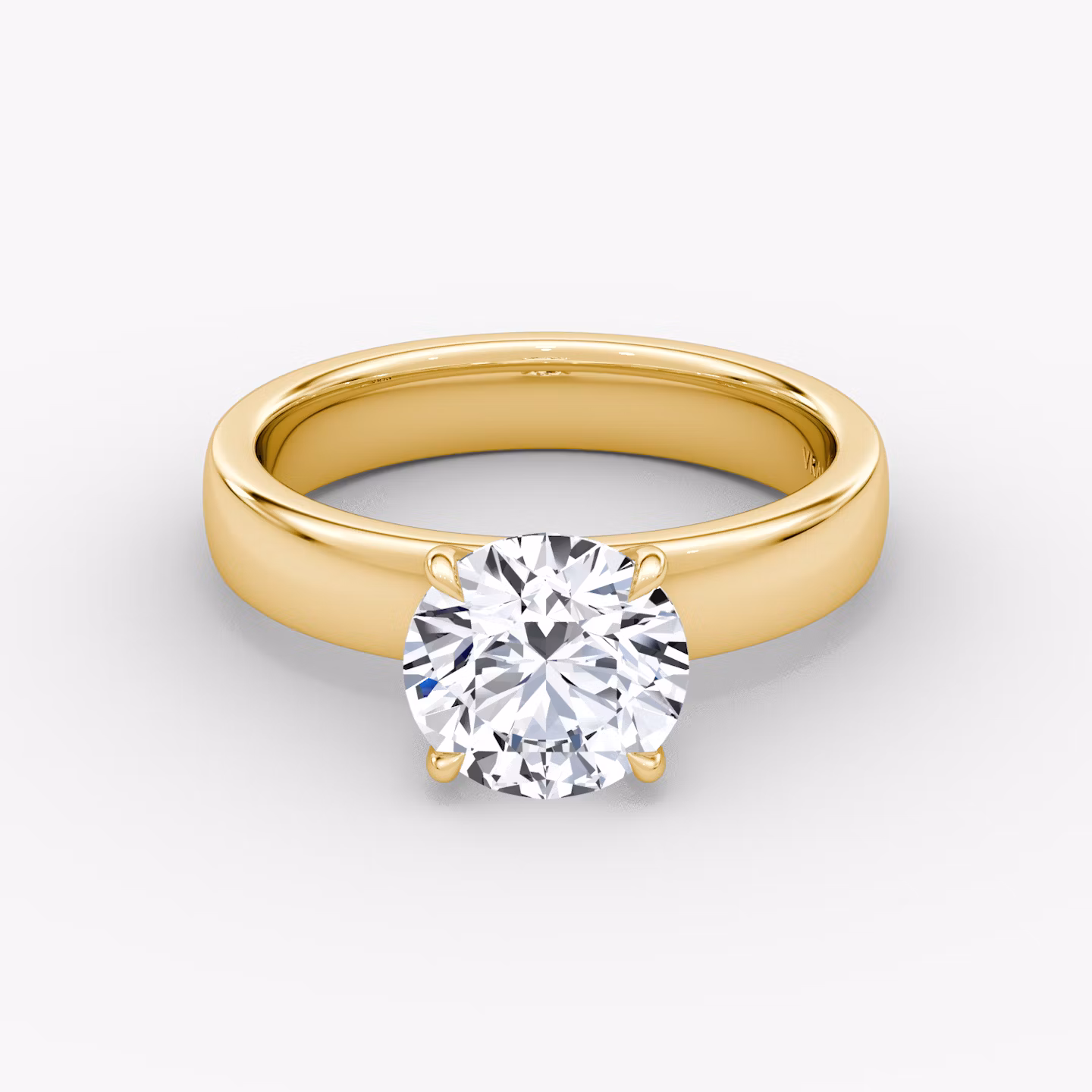 Cigar Band Solitaire | Round Brilliant | 18k | Yellow Gold | bandWidth: 4mm | caratWeight: 1.0ct | diamondOrientation: vertical