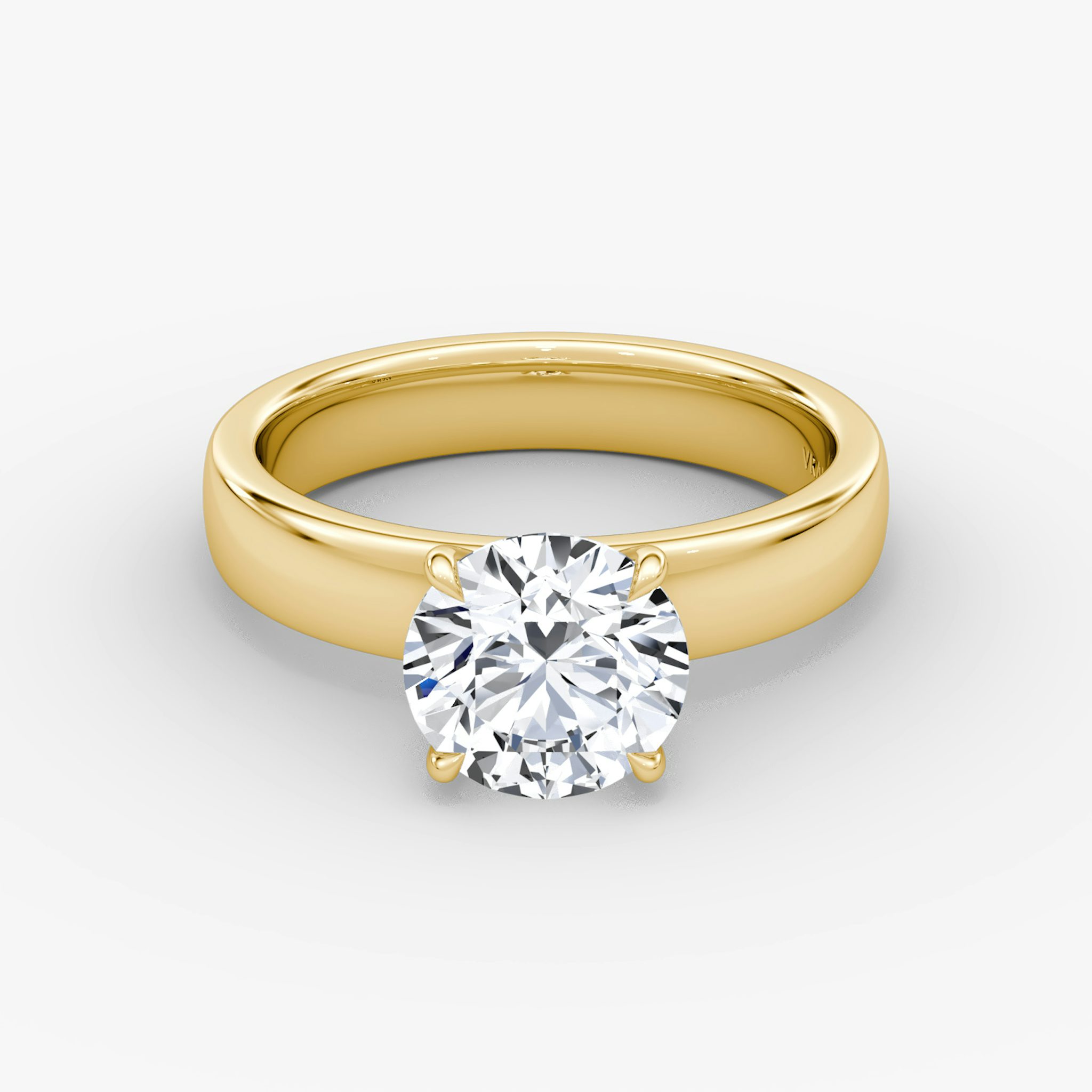 Cigar Band Solitaire | Round Brilliant | 18k | Yellow Gold | bandWidth: 4mm | caratWeight: other | diamondOrientation: vertical