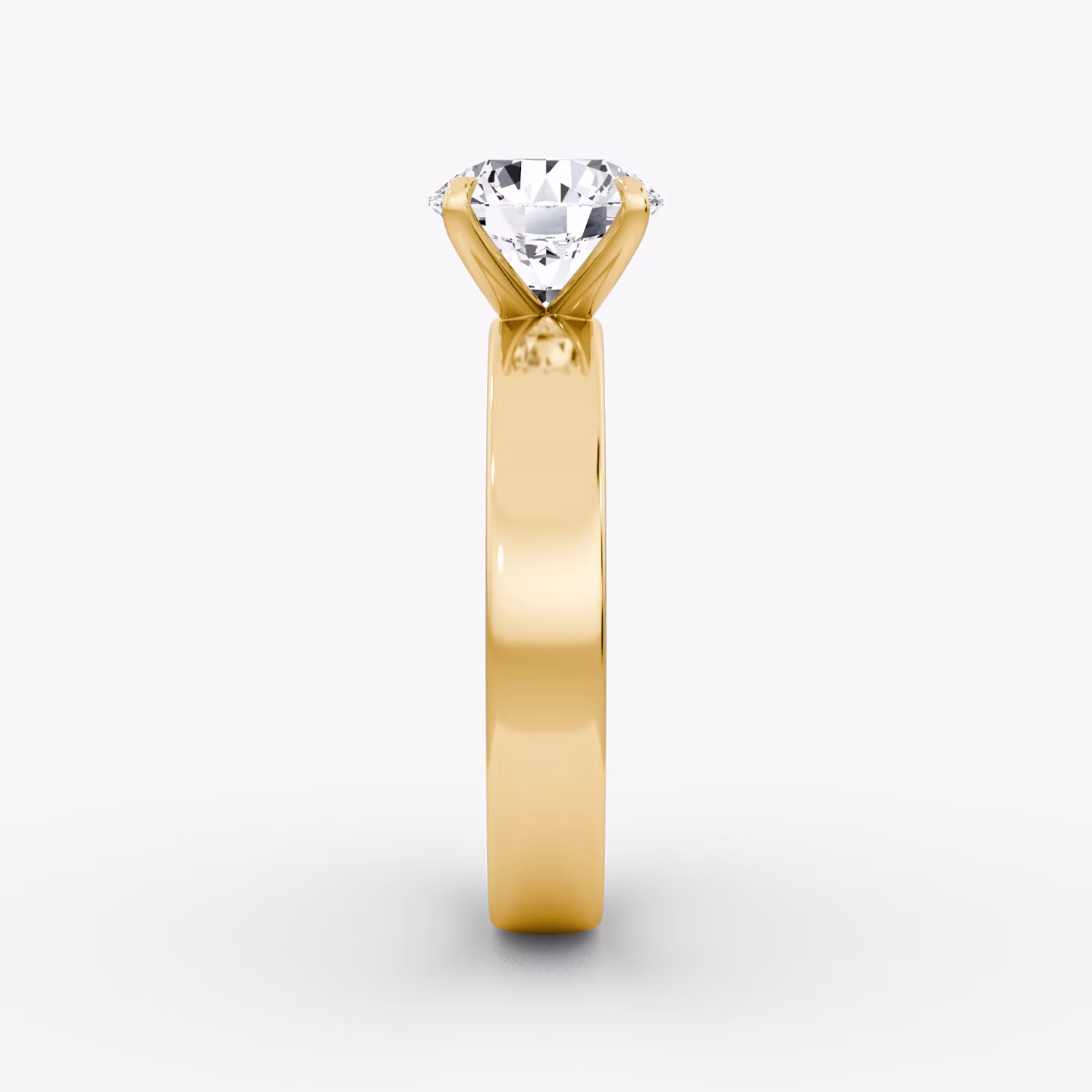 Cigar Band Solitaire | Round Brilliant | 18k | Yellow Gold | bandWidth: 4mm | caratWeight: 1.0ct | diamondOrientation: vertical