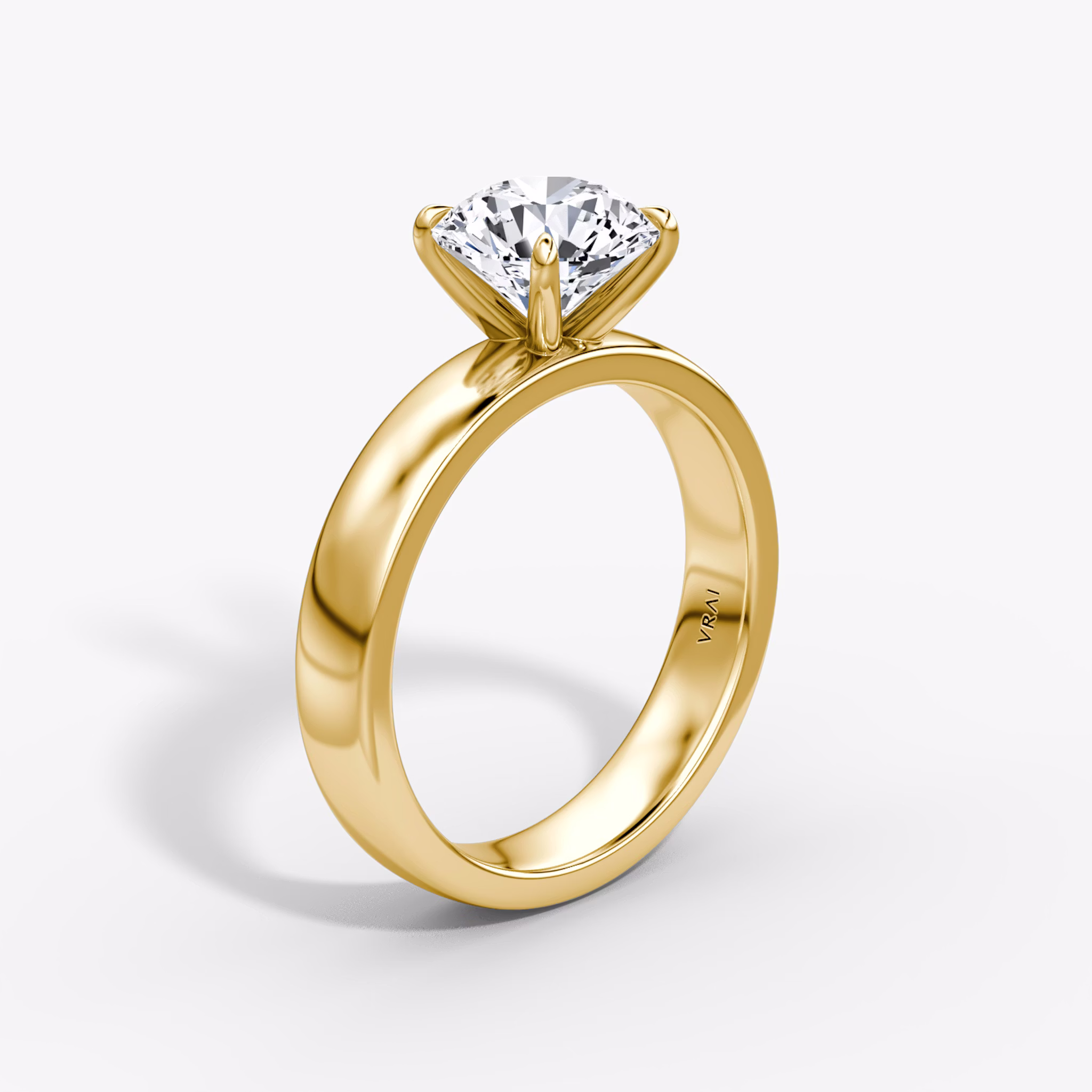 Cigar Band Solitaire | Round Brilliant | 18k | Yellow Gold | bandWidth: 4mm | caratWeight: other | diamondOrientation: vertical