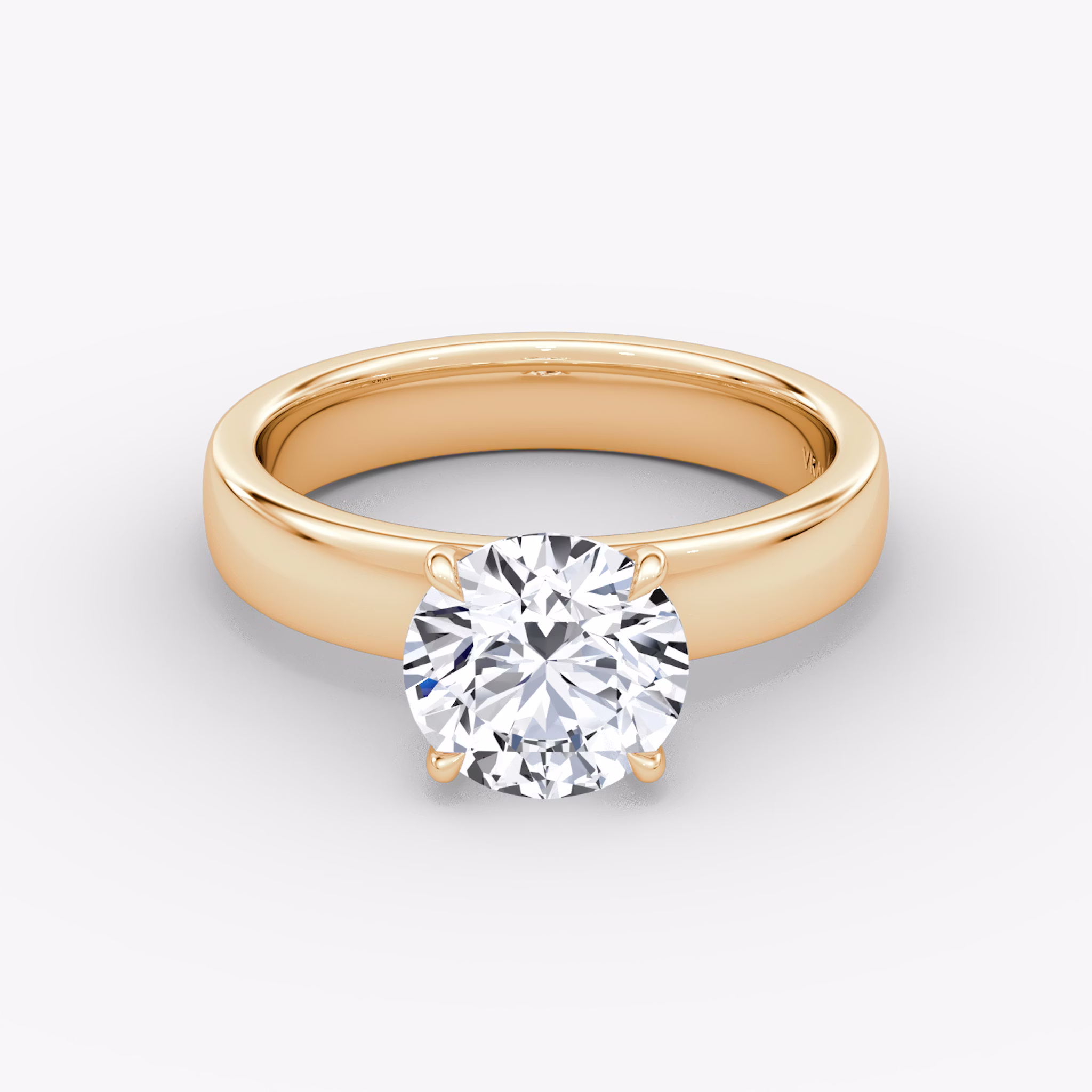 Cigar Band Solitaire | Round Brilliant | 14k | Rose Gold | bandWidth: 4mm | caratWeight: other | diamondOrientation: vertical