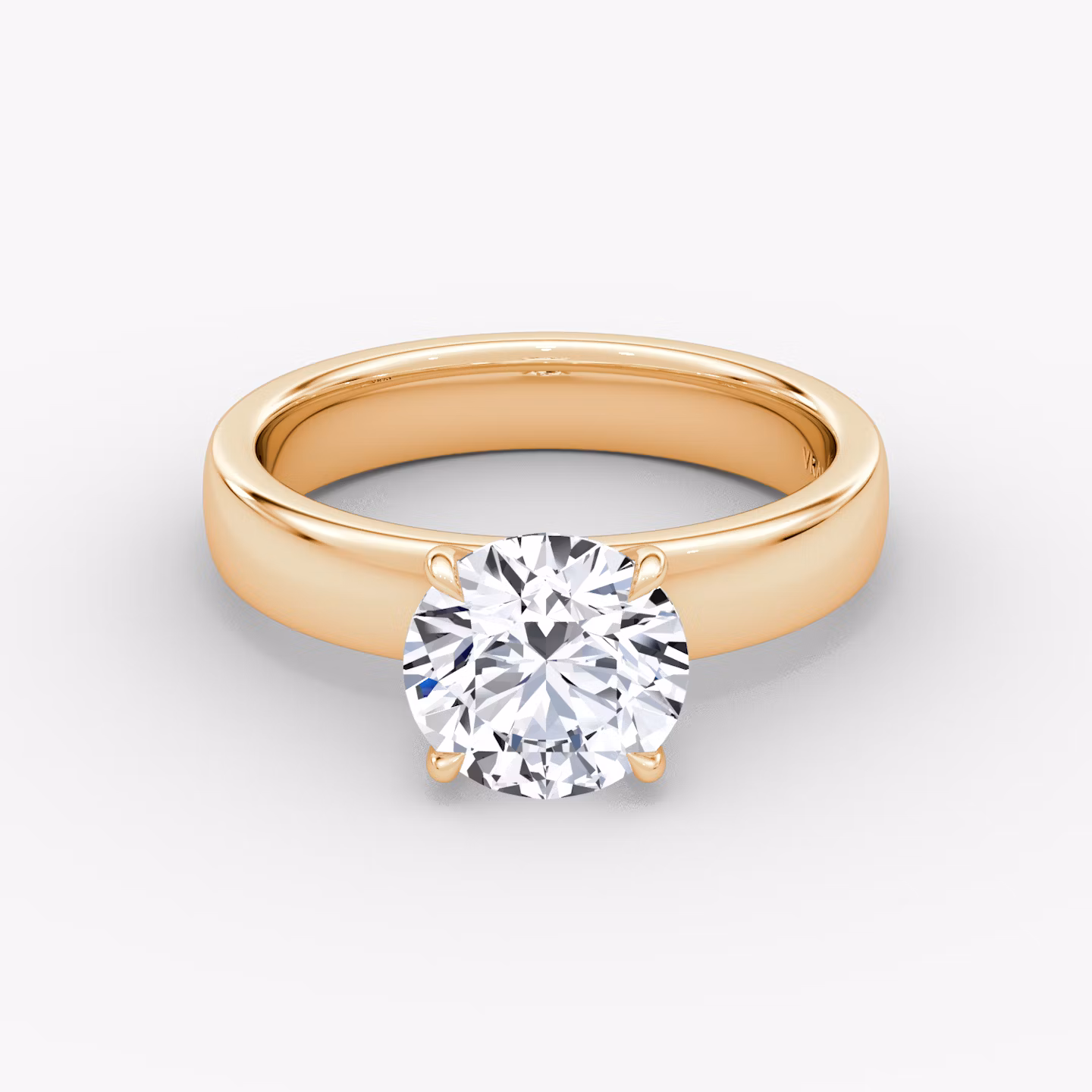 Cigar Band Solitaire | Round Brilliant | 14k | Rose Gold | bandWidth: 4mm | caratWeight: 1.5ct | diamondOrientation: vertical