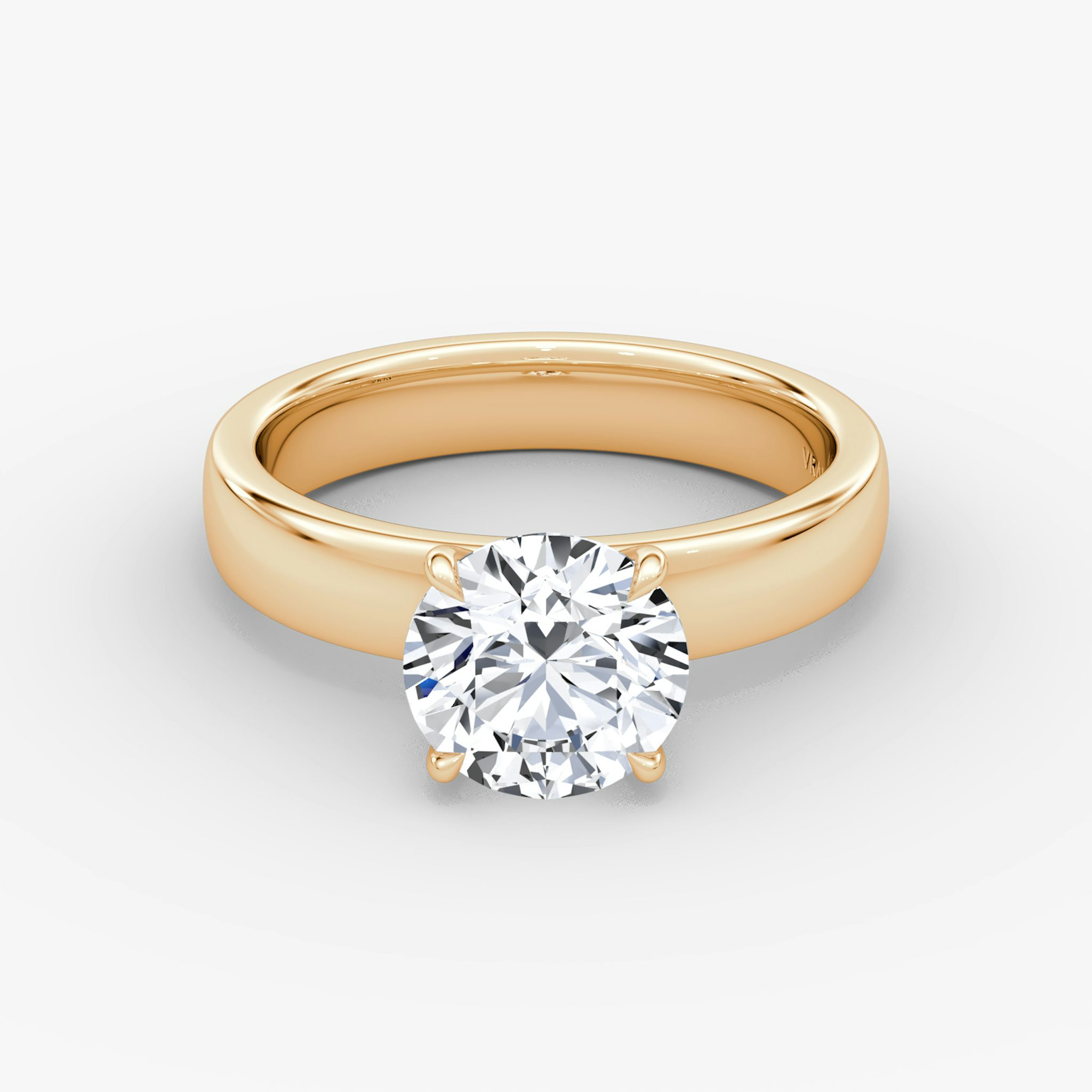 Cigar Band Solitaire | Round Brilliant | 14k | Rose Gold | bandWidth: 4mm | caratWeight: other | diamondOrientation: vertical