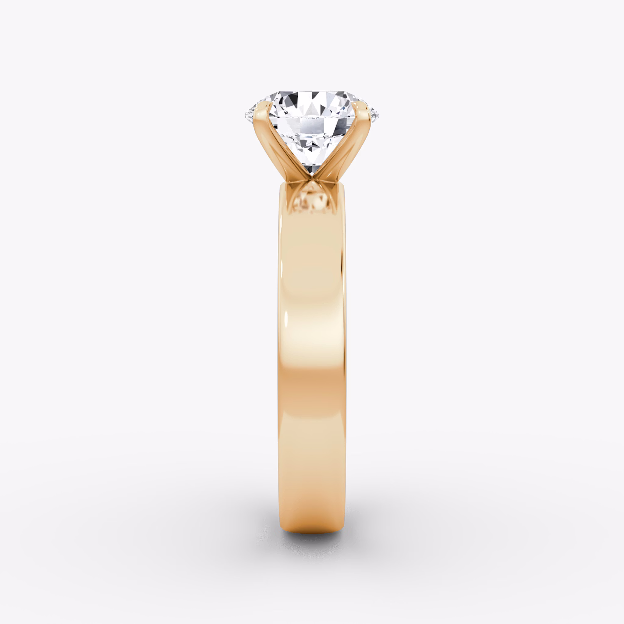 Cigar Band Solitaire | Round Brilliant | 14k | Rose Gold | bandWidth: 4mm | caratWeight: other | diamondOrientation: vertical