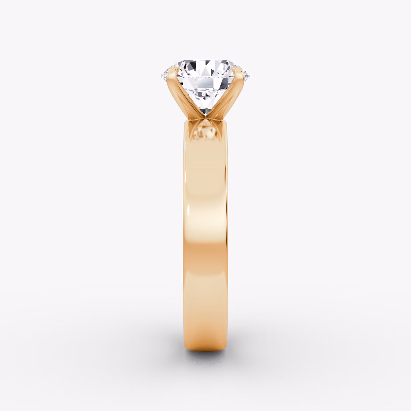 Cigar Band Solitaire | Round Brilliant | 14k | Rose Gold | bandWidth: 4mm | caratWeight: 1.5ct | diamondOrientation: vertical