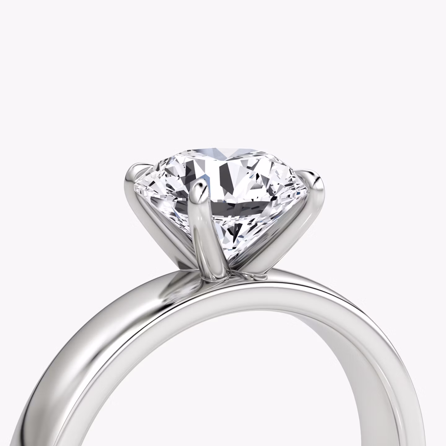Cigar Band Solitaire | Round Brilliant | 18k | White Gold | bandWidth: 4mm | caratWeight: 1.0ct | diamondOrientation: vertical