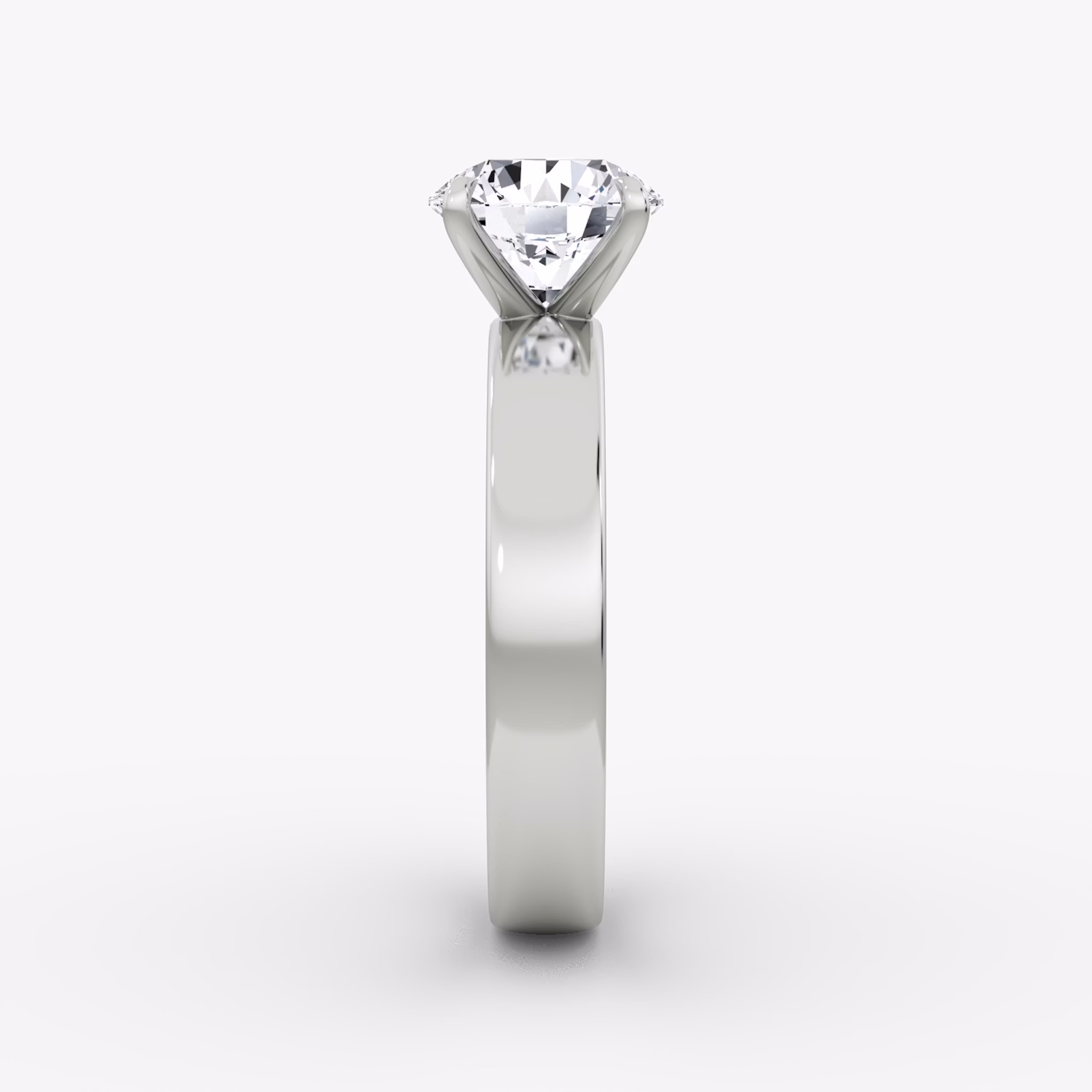 Cigar Band Solitaire | Round Brilliant | 18k | White Gold | bandWidth: 4mm | caratWeight: other | diamondOrientation: vertical