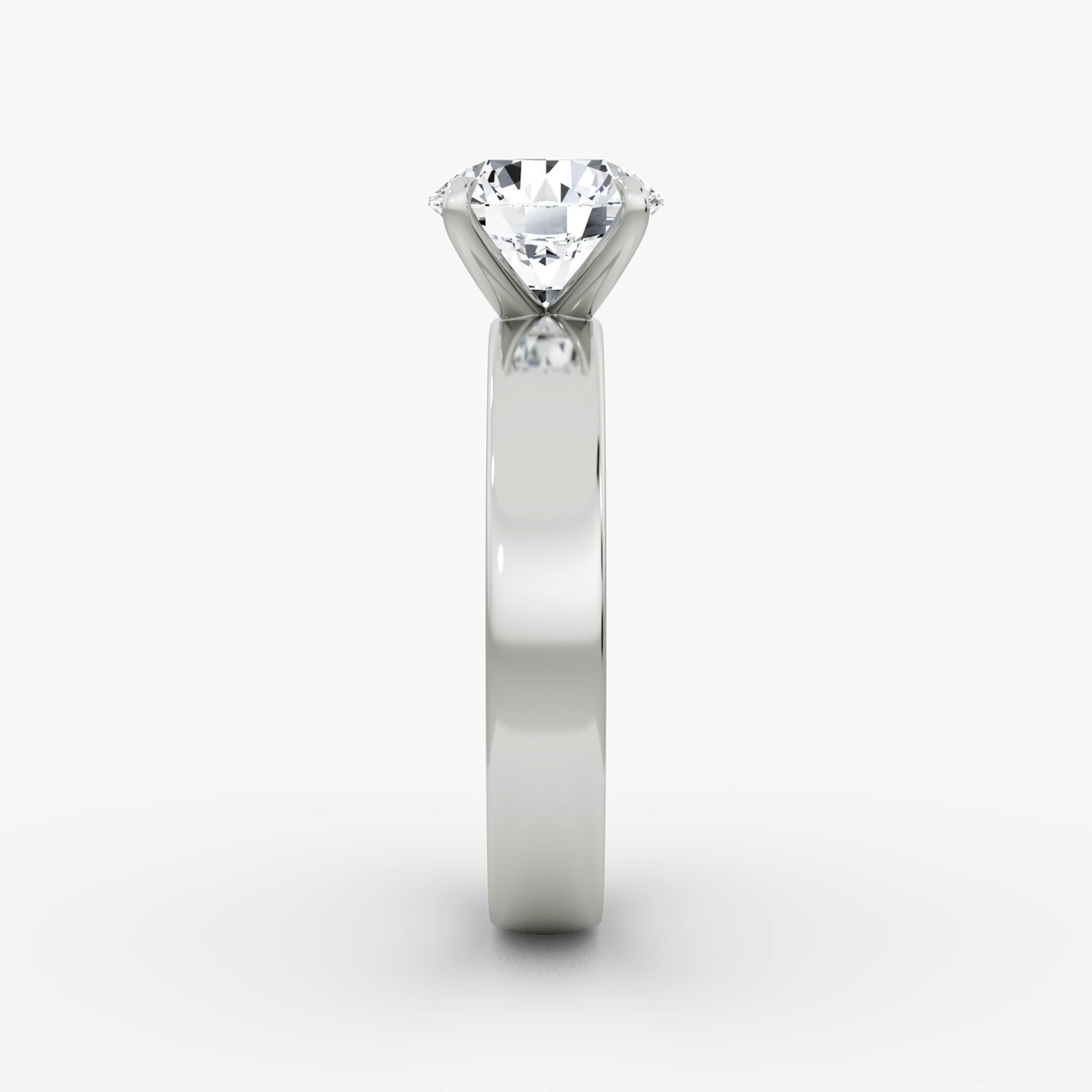 Cigar Band Solitaire | Round Brilliant | 18k | White Gold | bandWidth: 4mm | caratWeight: other | diamondOrientation: vertical