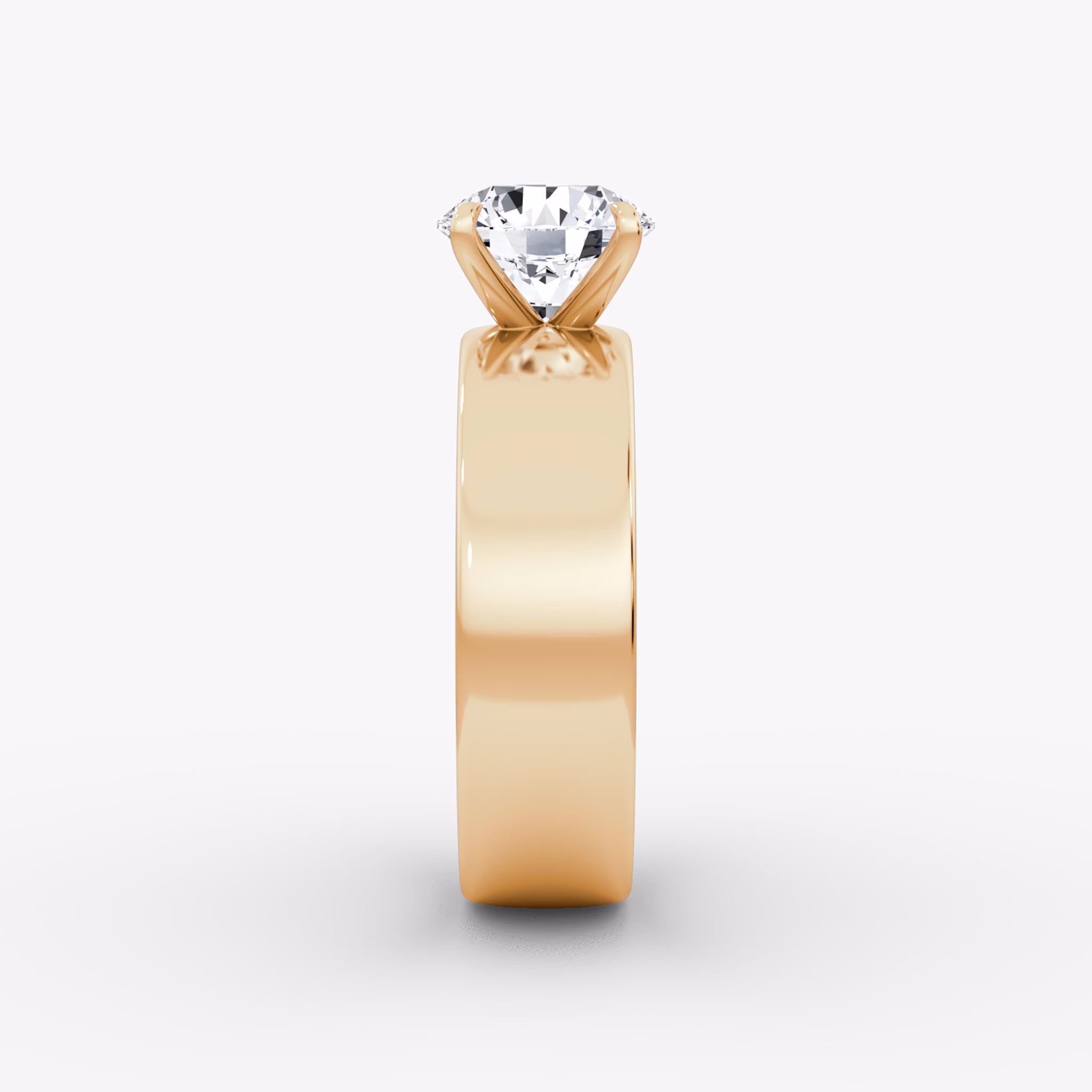 Cigar Band Solitaire | Round Brilliant | 14k | Rose Gold | bandWidth: 6mm | caratWeight: other | diamondOrientation: vertical