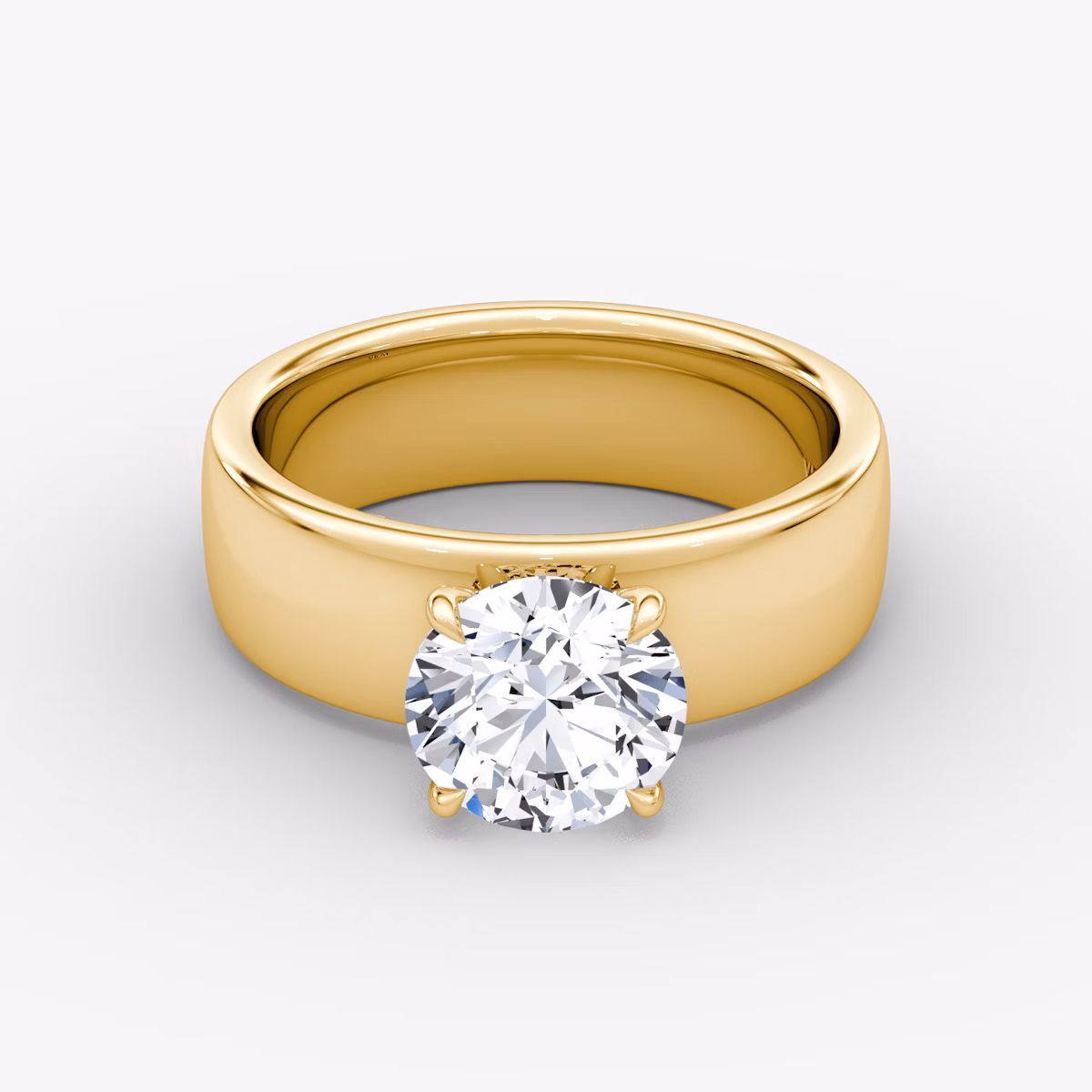 Cigar Band Solitaire | Round Brilliant | 18k | Yellow Gold | bandWidth: 6mm | caratWeight: 1.0ct | diamondOrientation: vertical