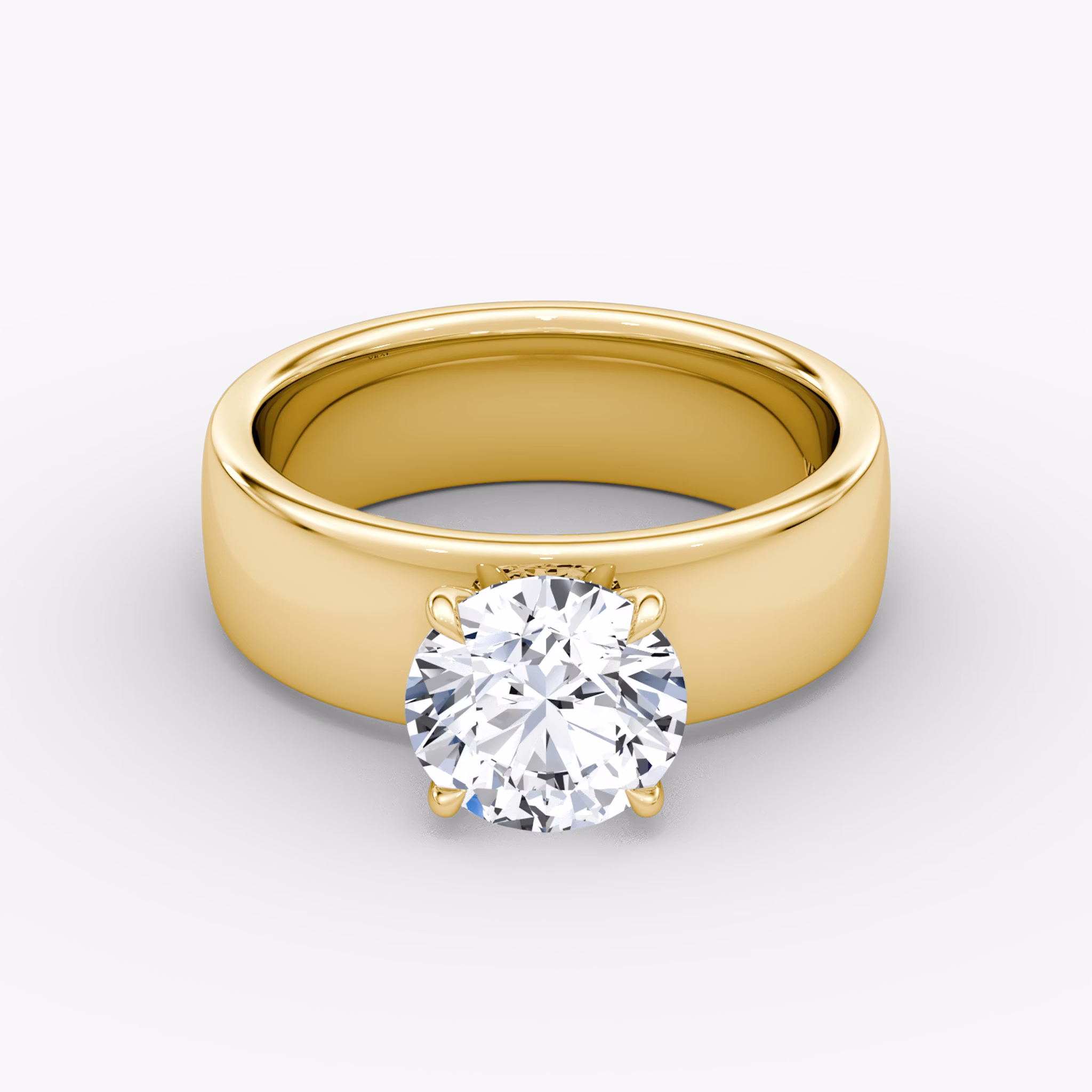 Cigar Band Solitaire | Round Brilliant | 18k | Yellow Gold | bandWidth: 6mm | caratWeight: other | diamondOrientation: vertical