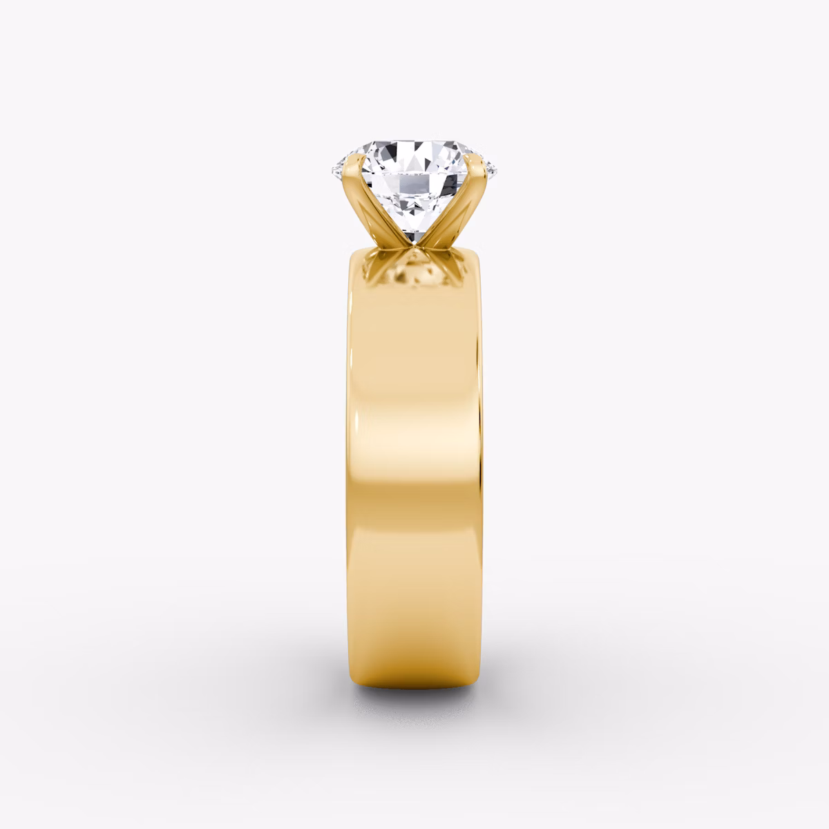 Cigar Band Solitaire | Round Brilliant | 18k | Yellow Gold | bandWidth: 6mm | caratWeight: 1.0ct | diamondOrientation: vertical
