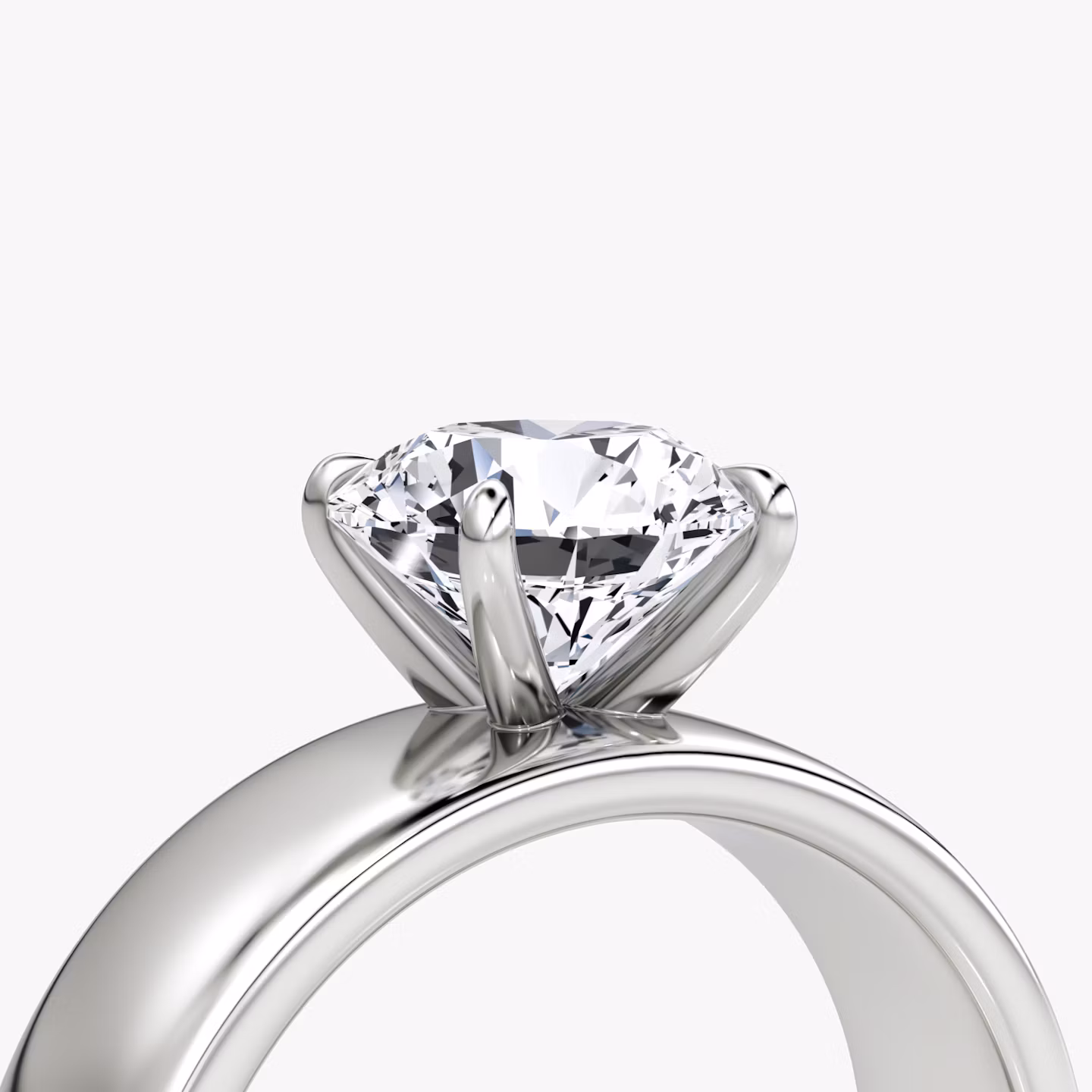 Cigar Band Solitaire | Round Brilliant | 18k | White Gold | bandWidth: 6mm | caratWeight: 1.0ct | diamondOrientation: vertical