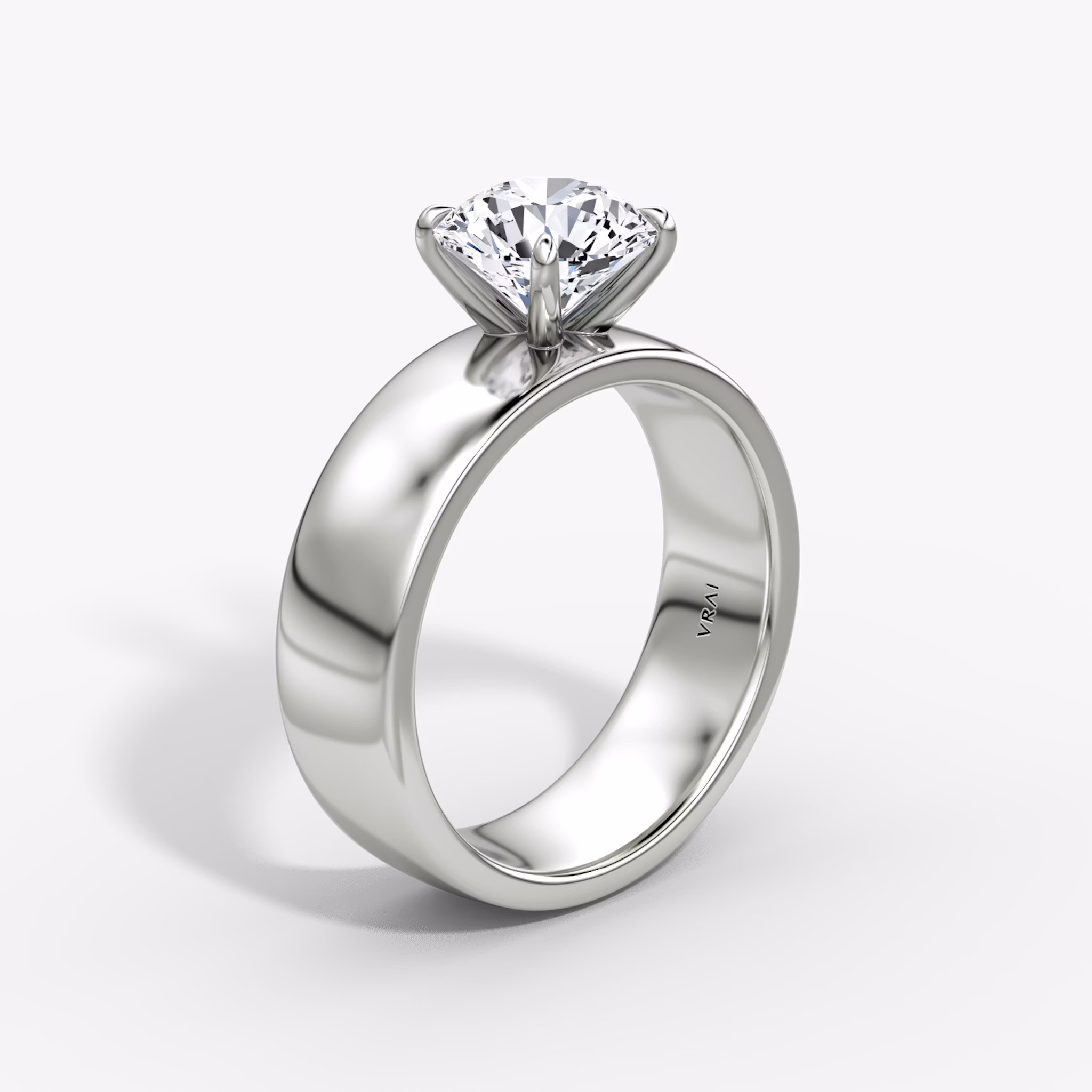 Cigar Band Solitaire | Round Brilliant | Platinum | bandWidth: 6mm | caratWeight: other | diamondOrientation: vertical