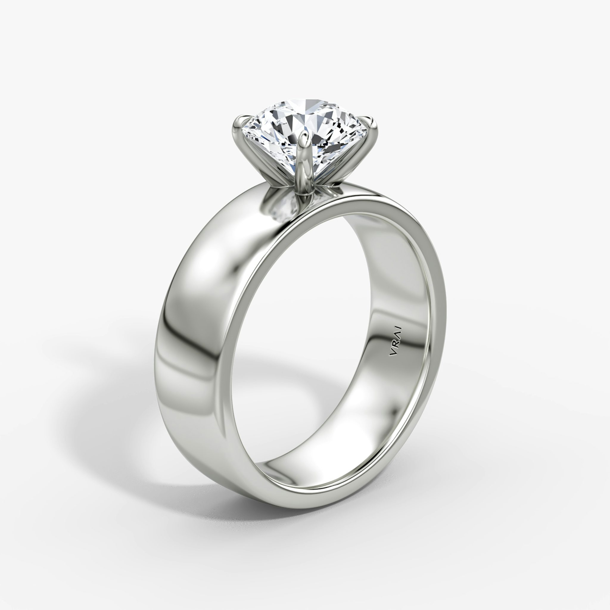 Cigar Band Solitaire | Round Brilliant | Platinum | bandWidth: 6mm | caratWeight: other | diamondOrientation: vertical