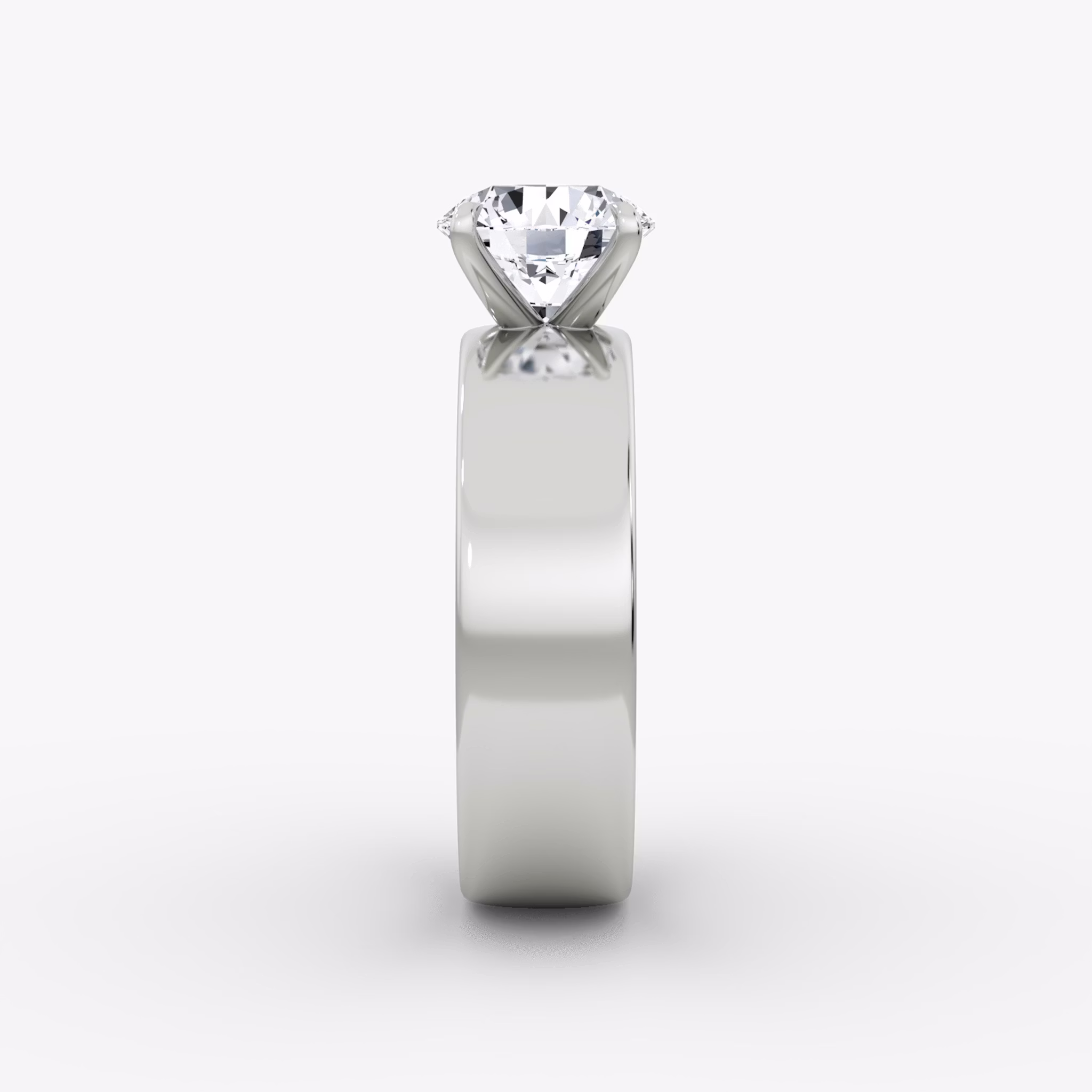 Cigar Band Solitaire | Round Brilliant | Platinum | bandWidth: 6mm | caratWeight: other | diamondOrientation: vertical