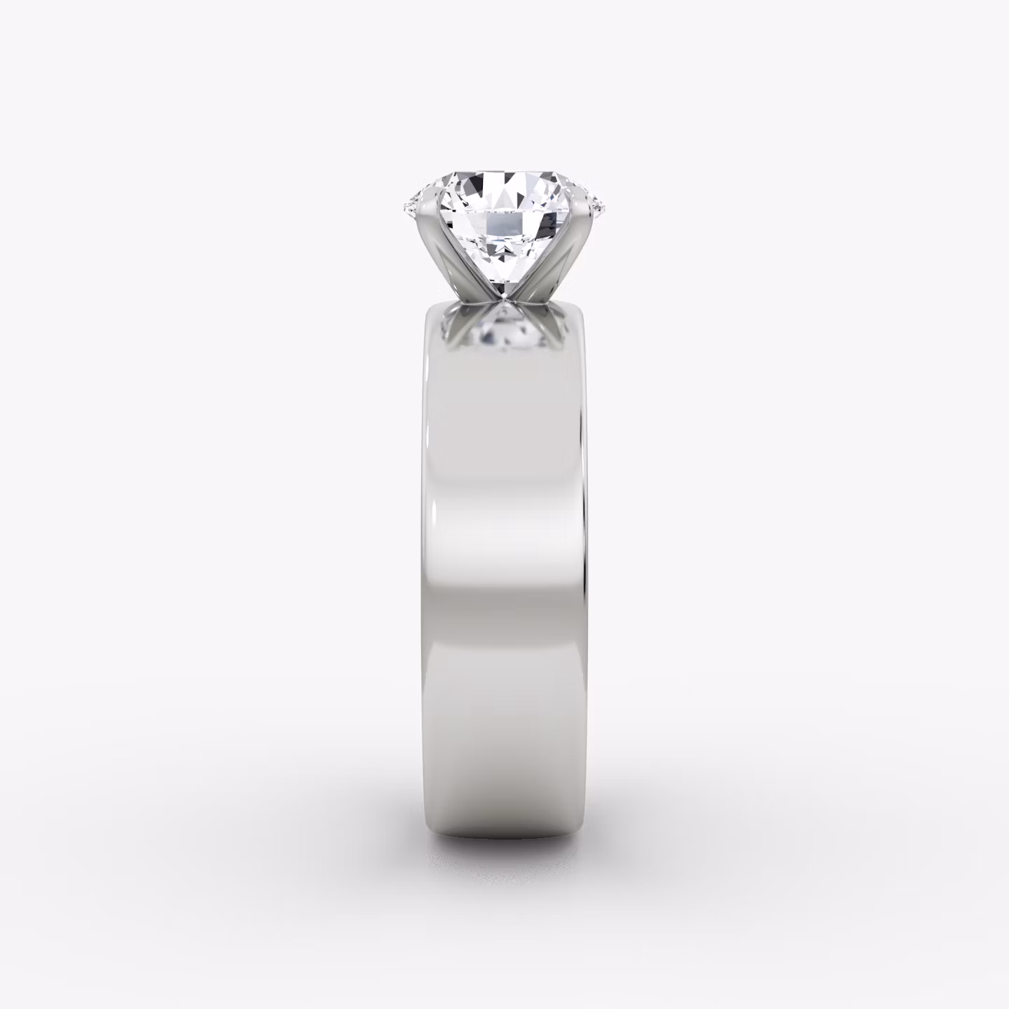 Cigar Band Solitaire | Round Brilliant | 18k | White Gold | bandWidth: 6mm | caratWeight: 1.0ct | diamondOrientation: vertical