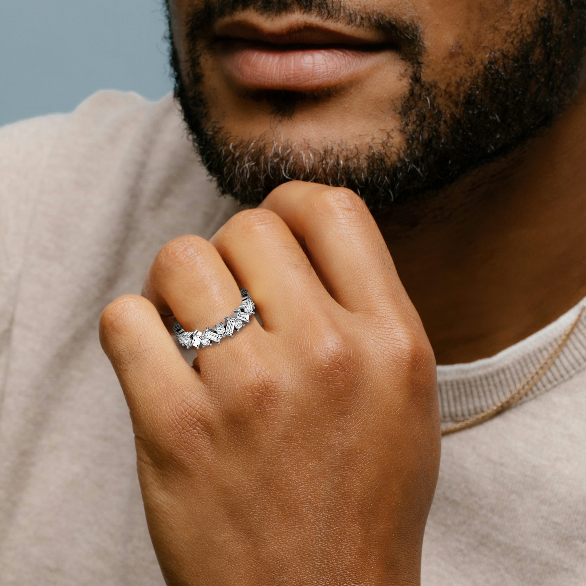 The Mixed Shape Eternity Band | Round Brilliant and Baguette | Platinum