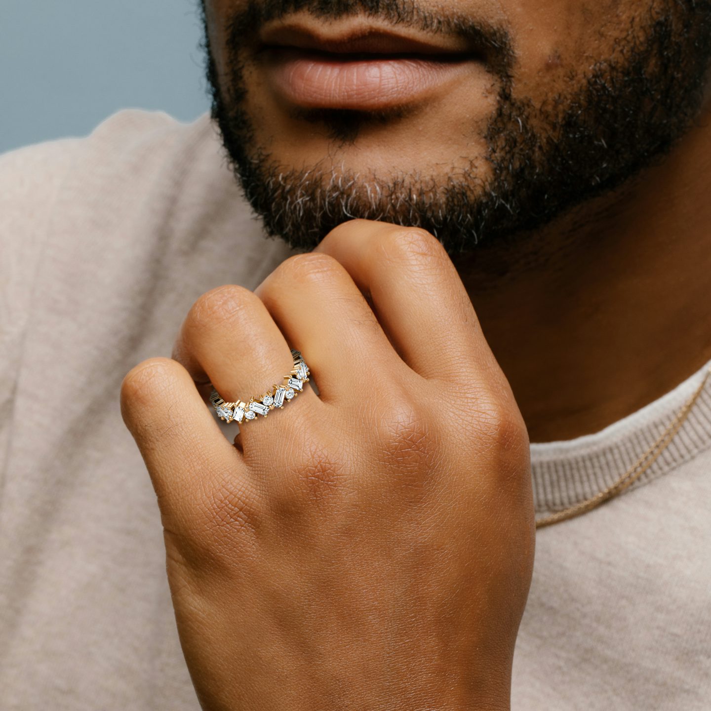 The Mixed Shape Eternity Band | Round Brilliant and Baguette | 14k | Rose Gold