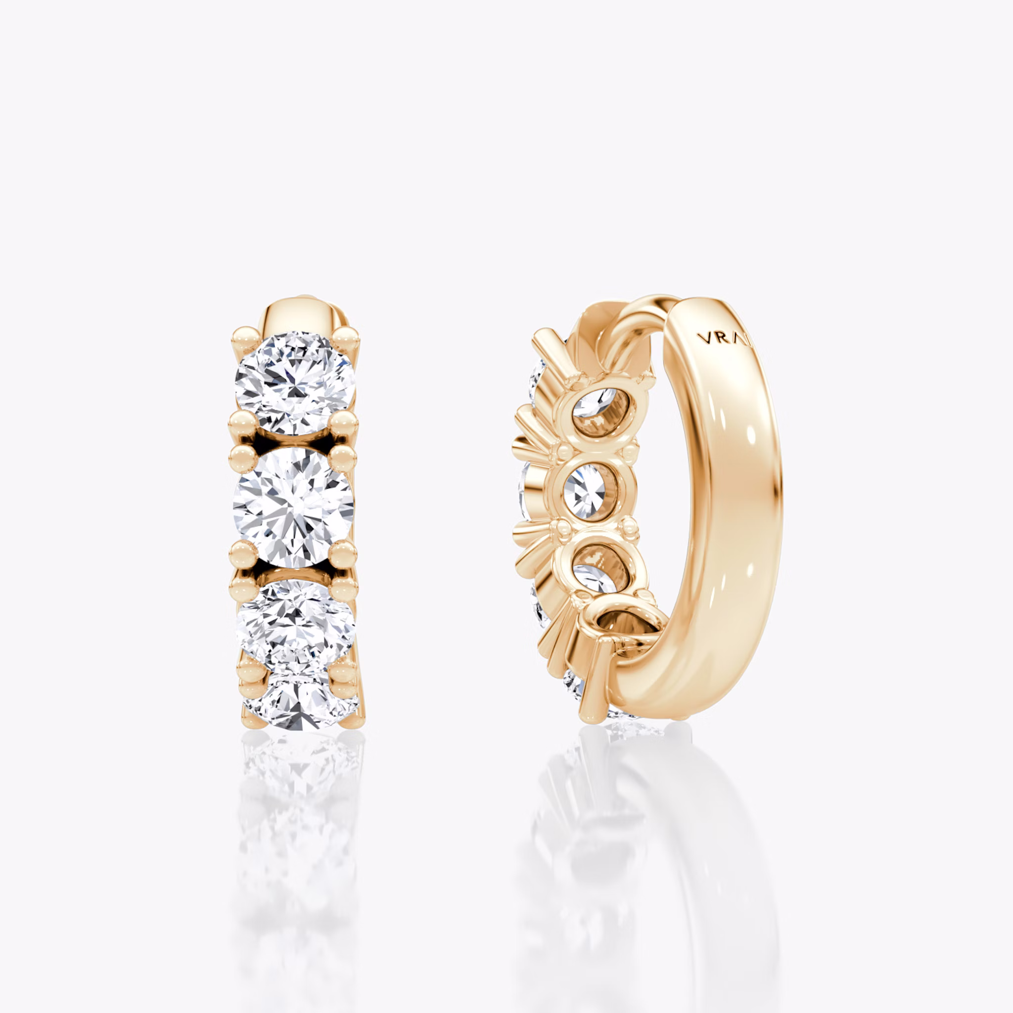 Half Eternity Huggie Hoop | Round Brilliant | 14k | Rose Gold