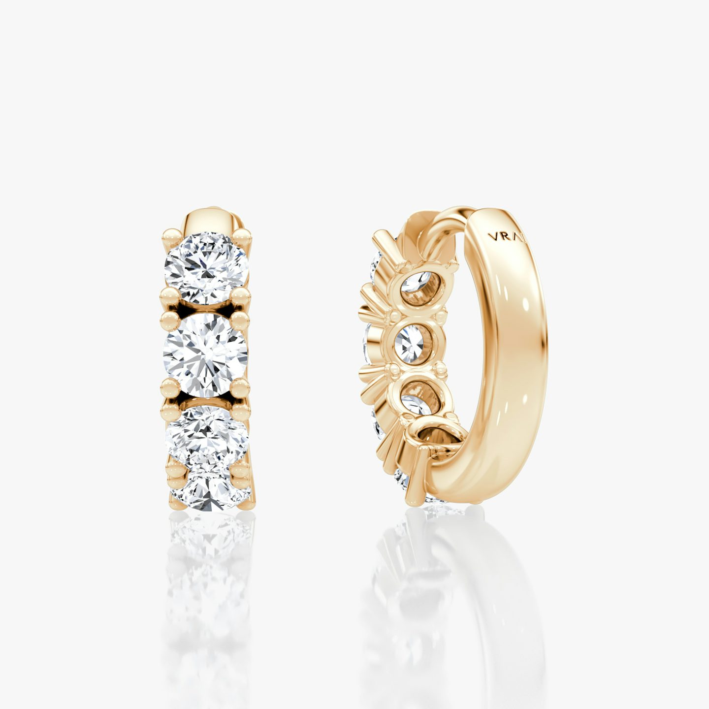 Half Eternity Huggie Hoop | Round Brilliant | 14k | Rose Gold