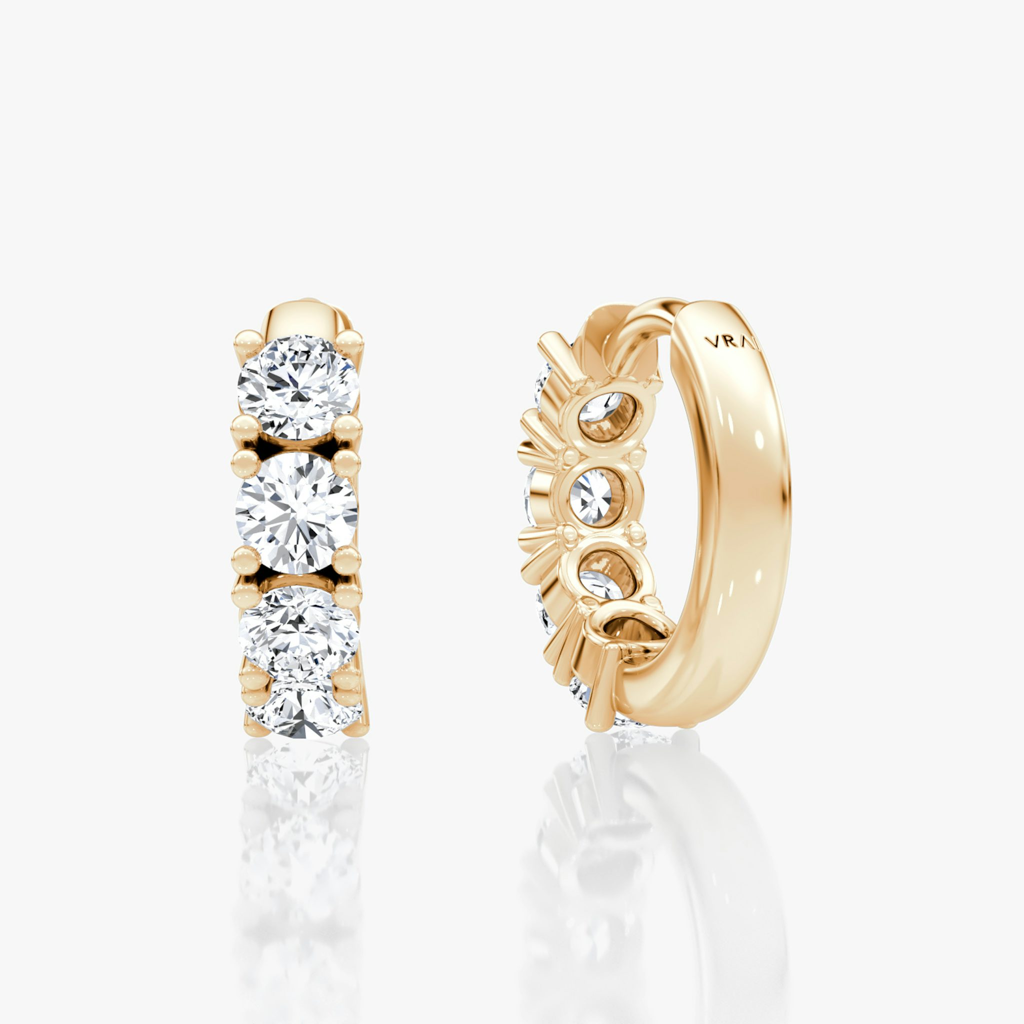 Half Eternity Huggie Hoop | Round Brilliant | 14k | Rose Gold