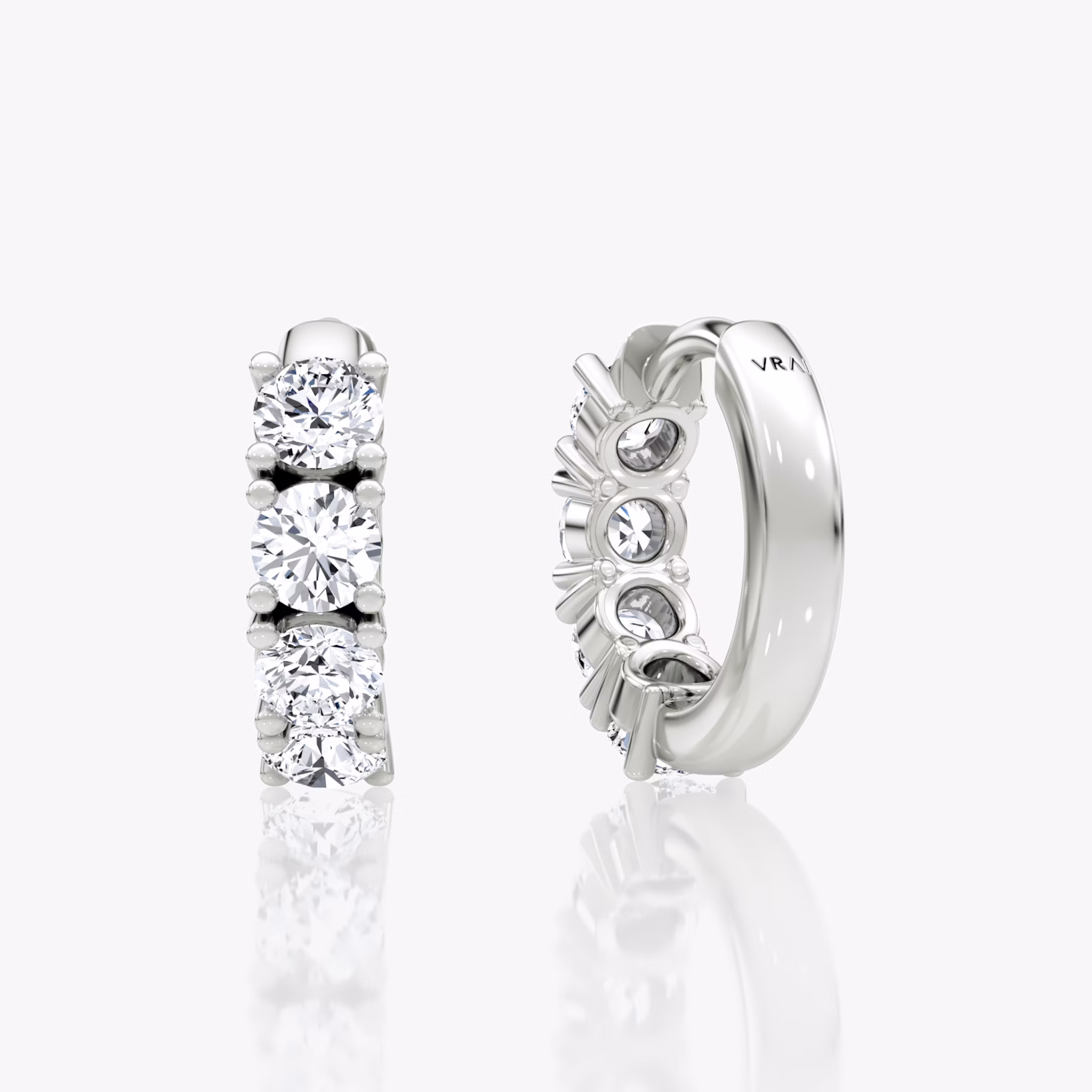 Half Eternity Huggie Hoop | Round Brilliant | 14k | White Gold