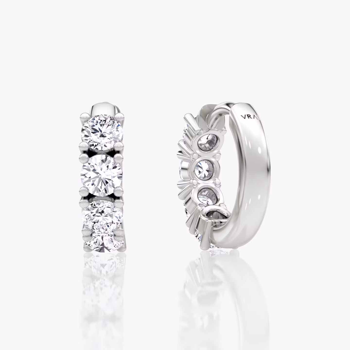 Half Eternity Huggie Hoop | Round Brilliant | 14k | White Gold