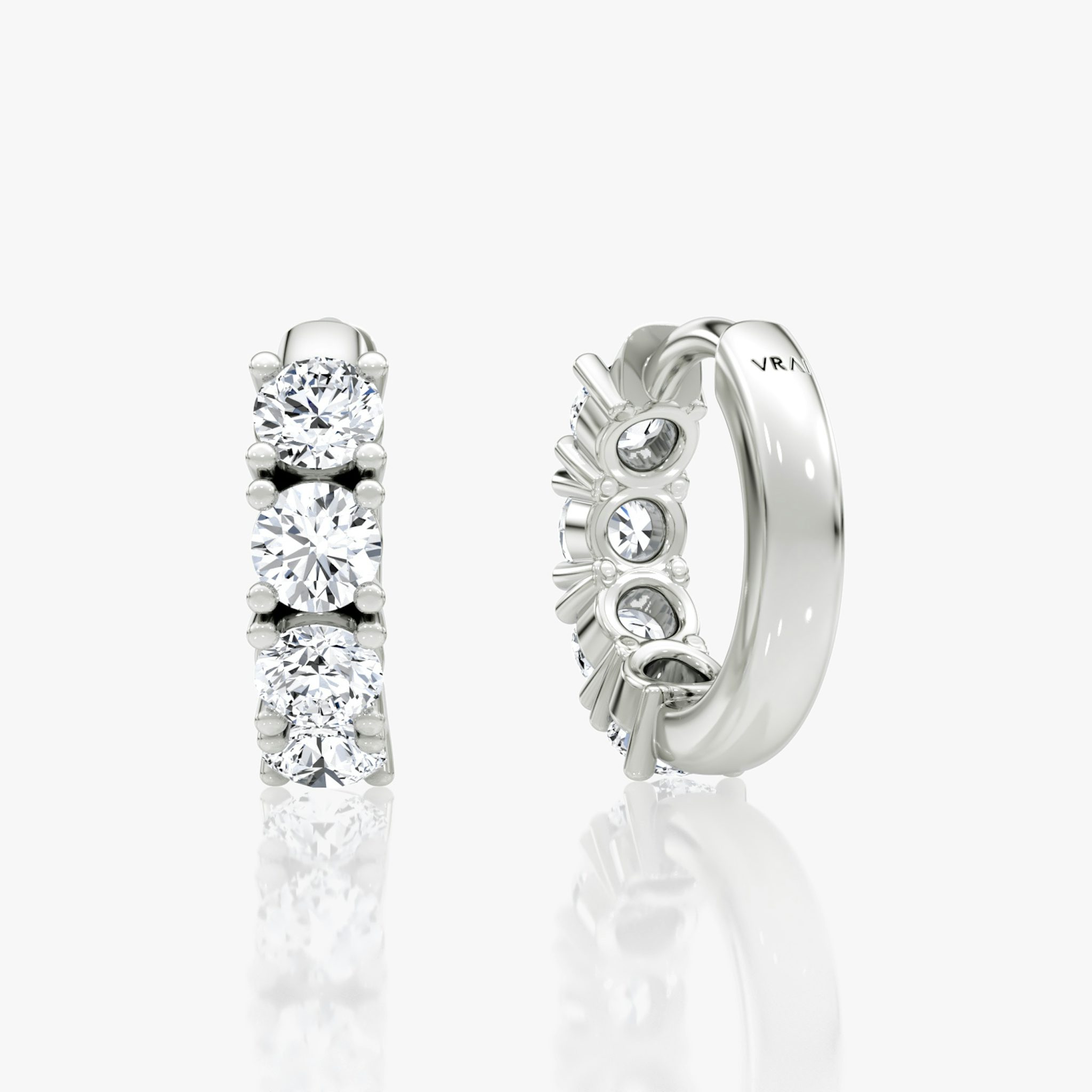 Half Eternity Huggie Hoop | Round Brilliant | 14k | White Gold