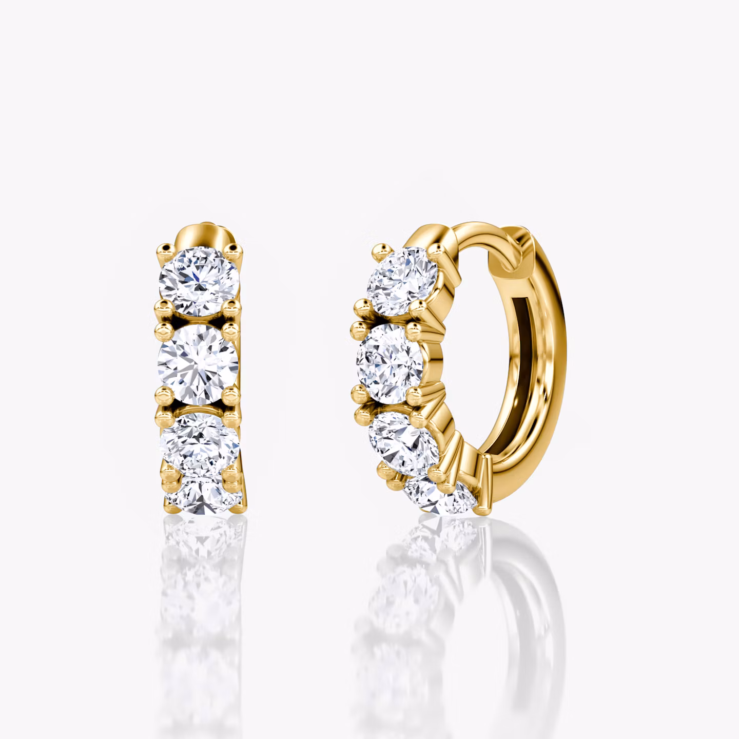 Half Eternity Huggie Hoop Round Brilliant | Yellow Gold