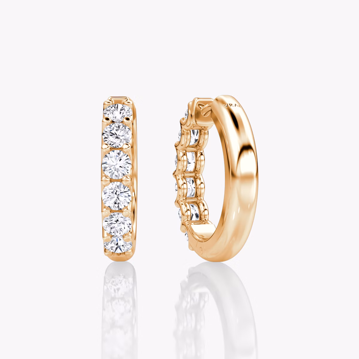 Eternity Hoop | Round Brilliant | 14k | Rose Gold | eternityStyle: half | earringSize: 18mm