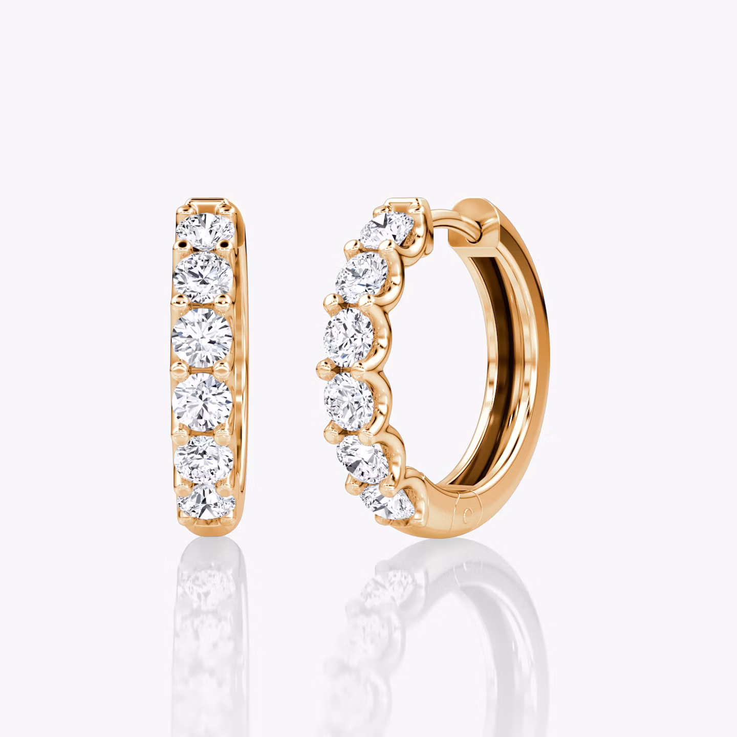 Eternity Hoop | Round Brilliant | 14k | Rose Gold | eternityStyle: half | earringSize: 18mm