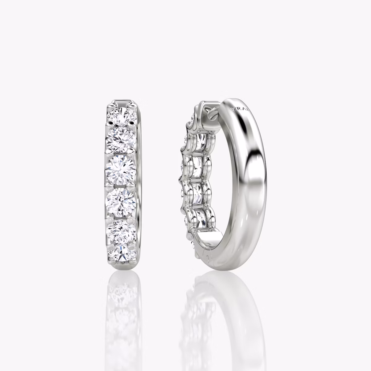 Eternity Hoop | Round Brilliant | 14k | White Gold | eternityStyle: half | earringSize: 18mm