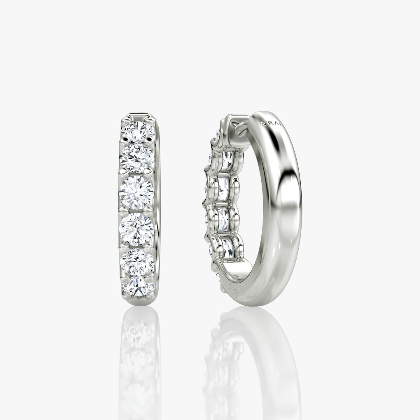 Eternity Hoop | Round Brilliant | 14k | White Gold | eternityStyle: half | earringSize: 18mm