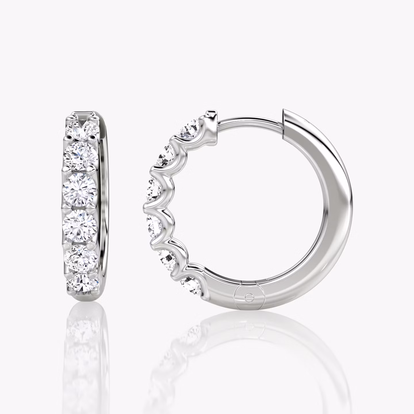 Eternity Hoop | Round Brilliant | 14k | White Gold | eternityStyle: half | earringSize: 18mm
