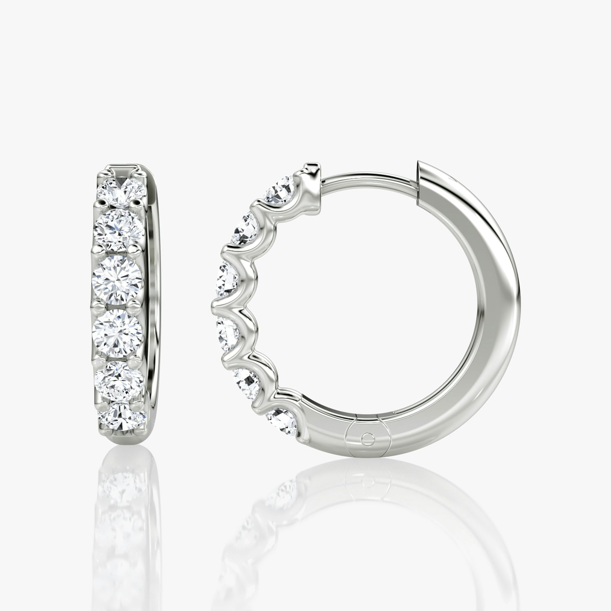 Eternity Hoop | Round Brilliant | 14k | White Gold | eternityStyle: half | earringSize: 18mm